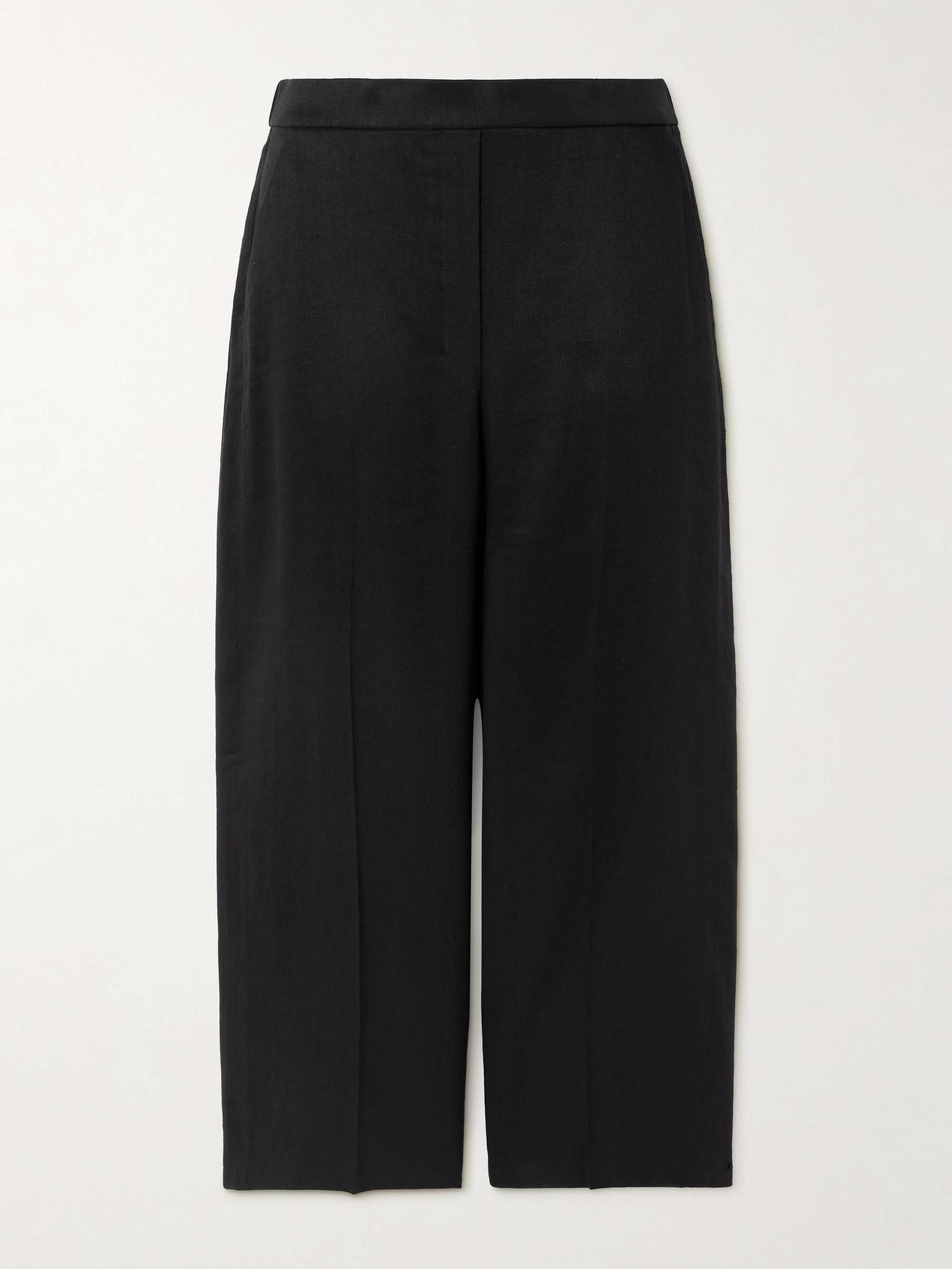 Relax cropped linen-blend twill straight-leg pants view