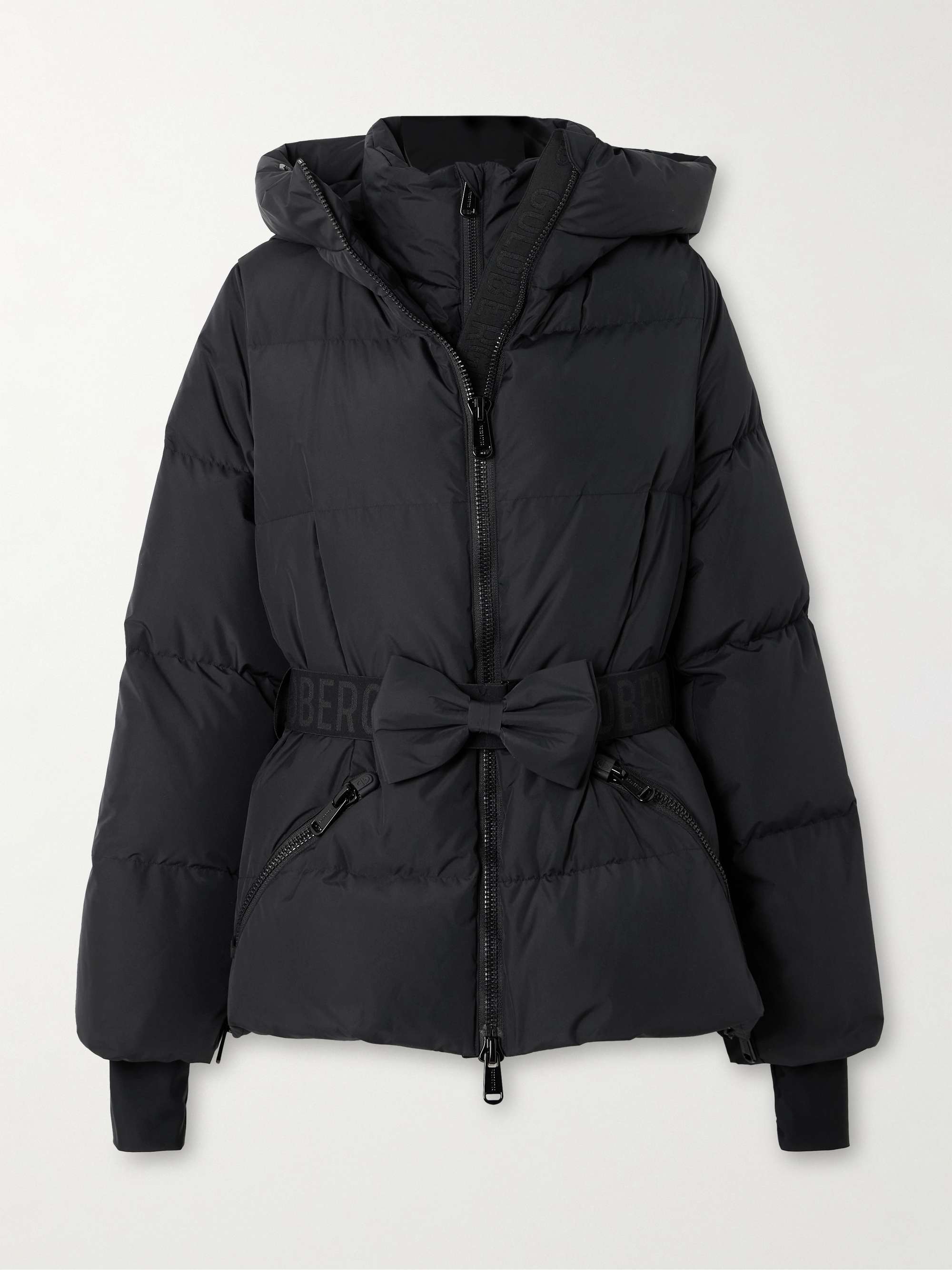 Bowy bow-detailed belted quilted ski jacket view