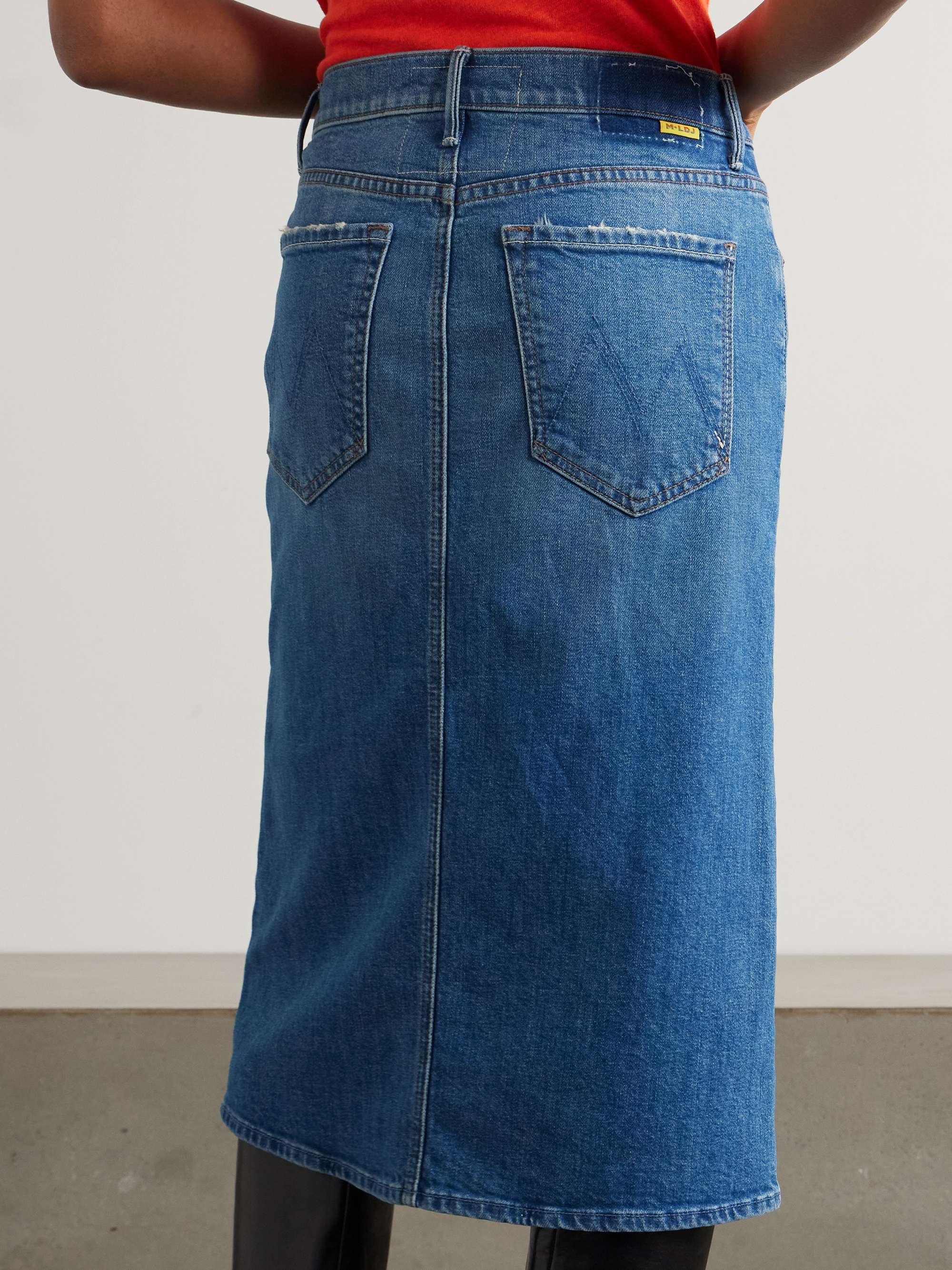 + La DoubleJ The Button Vagabond embroidered denim midi skirt view