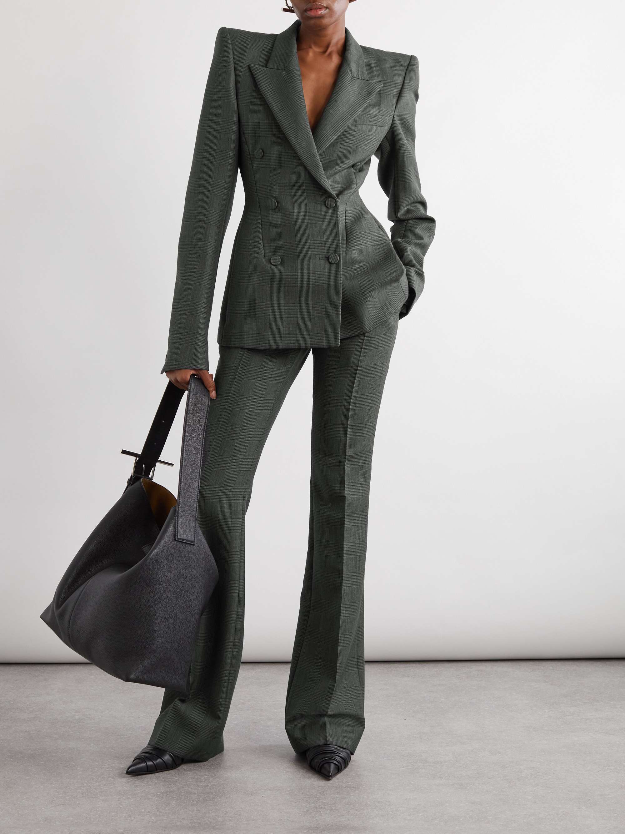 Double-breasted wool and mohair-blend blazer view