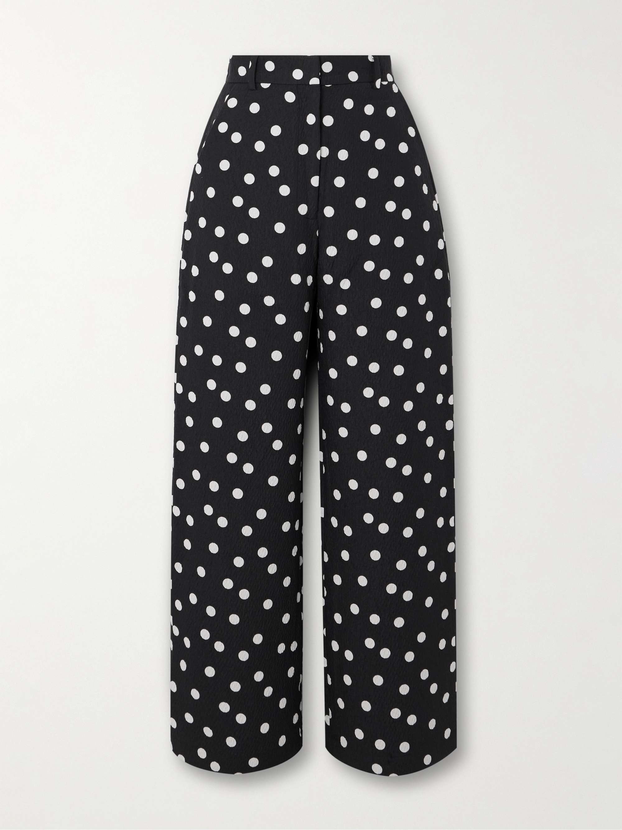 Polka-dot textured-crepe wide-leg pants view
