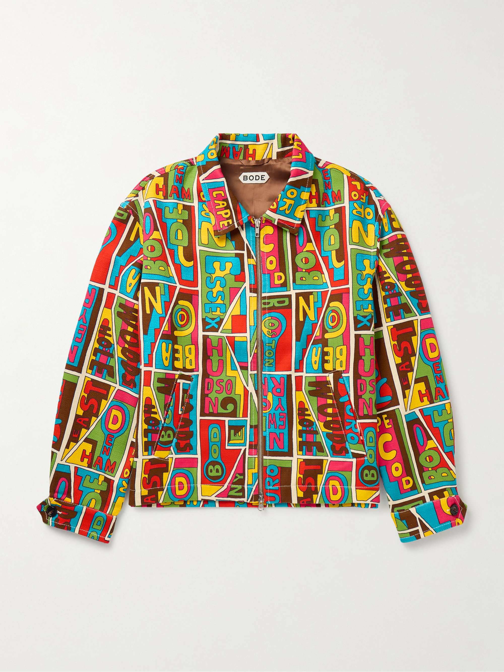 New England Mosaic Printed Textured-Cotton Shirt Jacket view