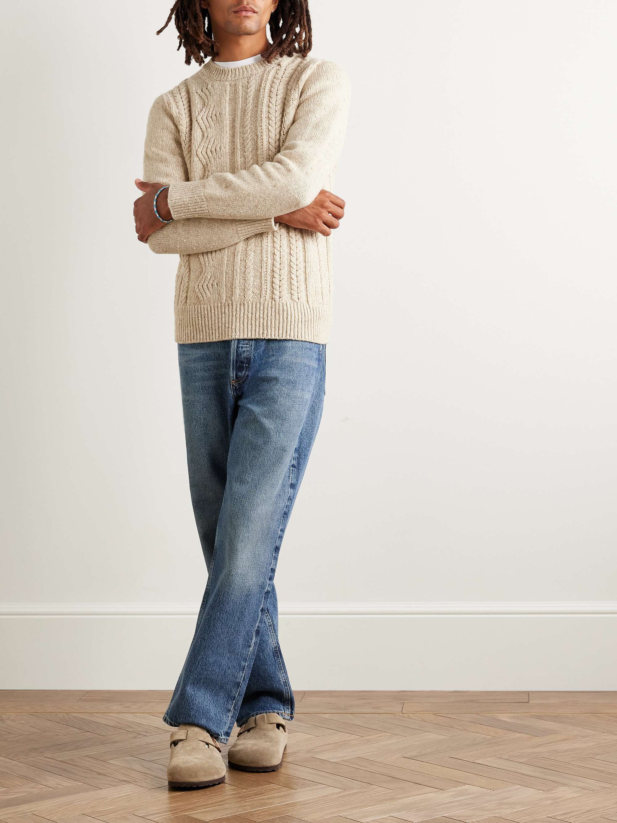 Ridge Cable-Knit Merino Wool and Cashmere-Blend Sweater view