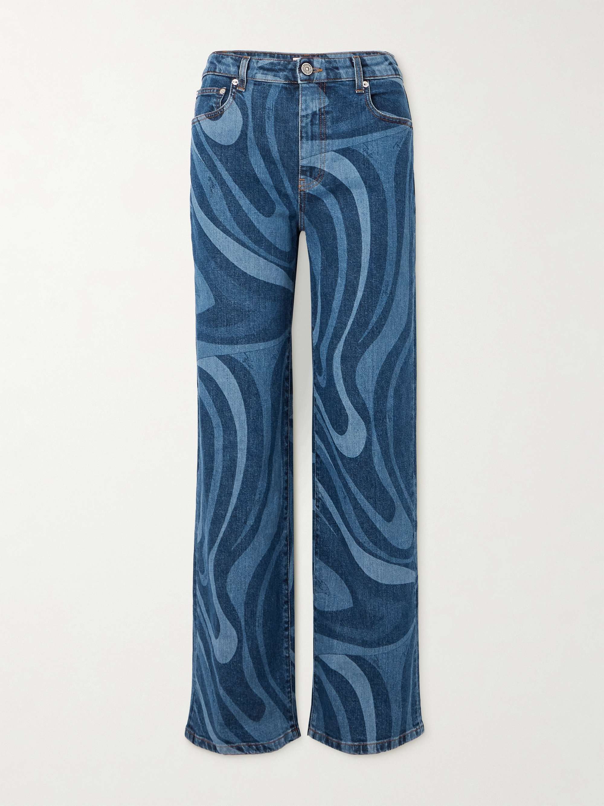 Printed high-rise straight-leg jeans view