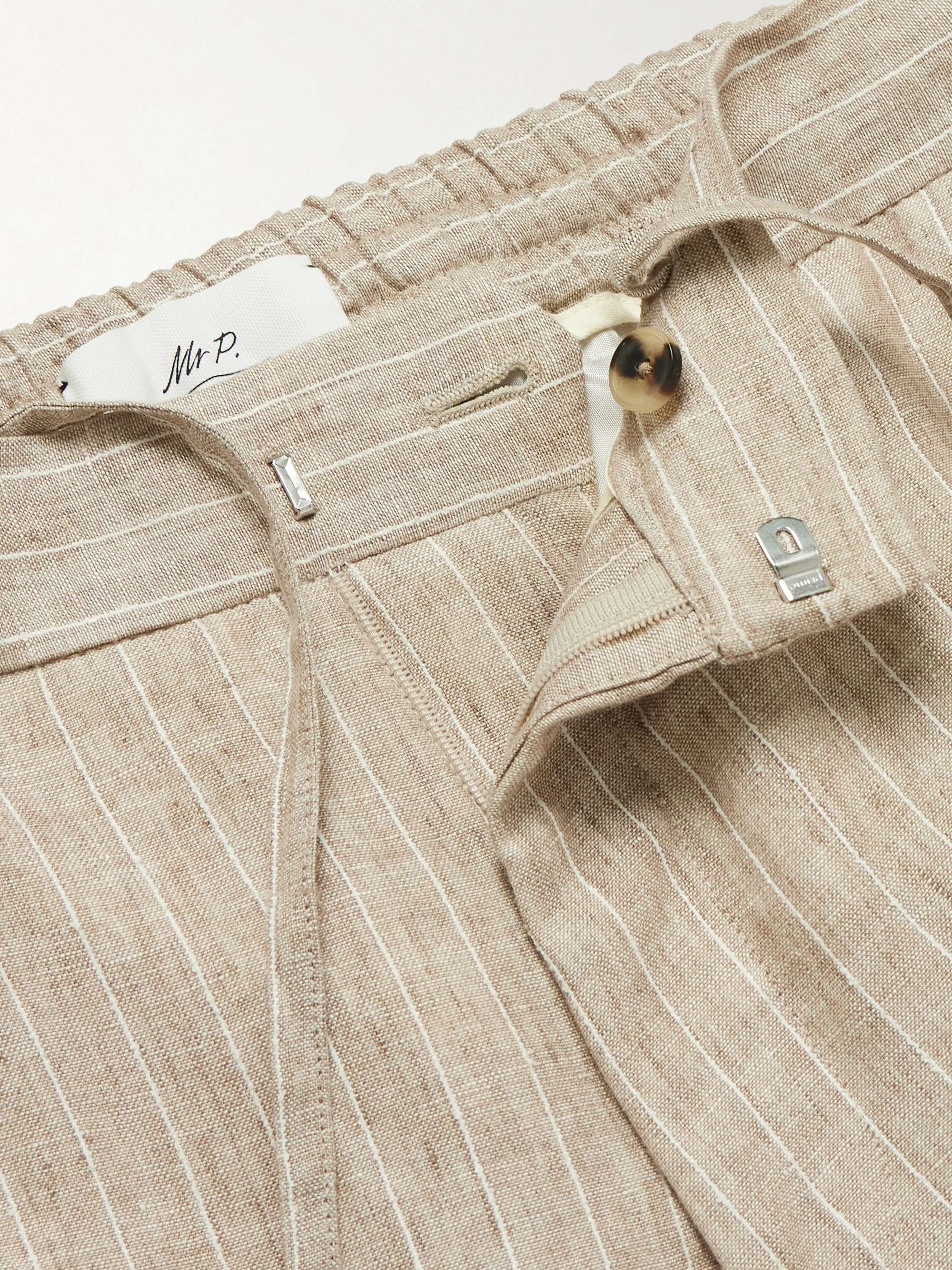 James Straight-Leg Striped Linen Suit Trousers view