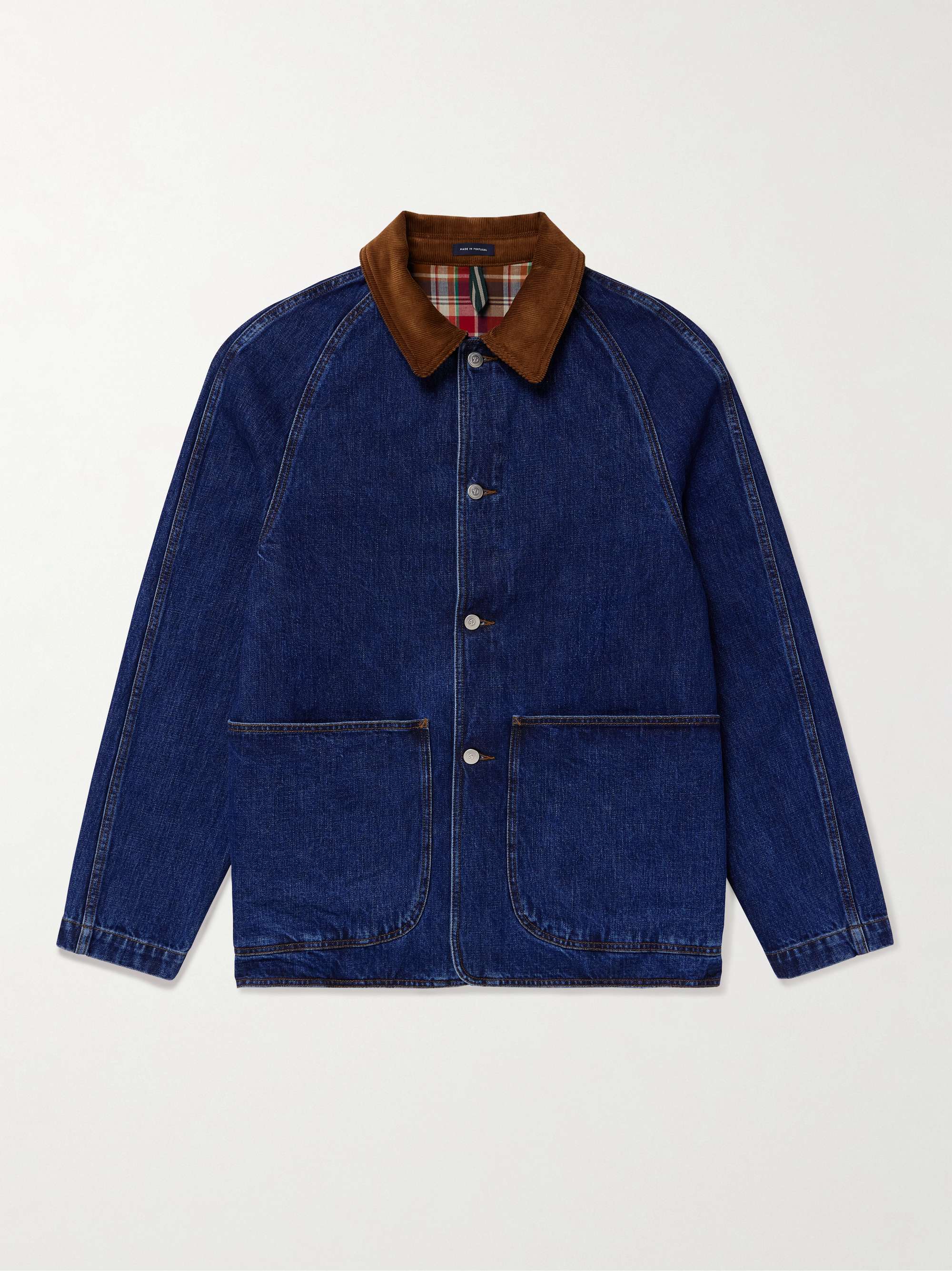 Corduroy-Trimmed Indigo-Dyed Denim Chore Jacket view