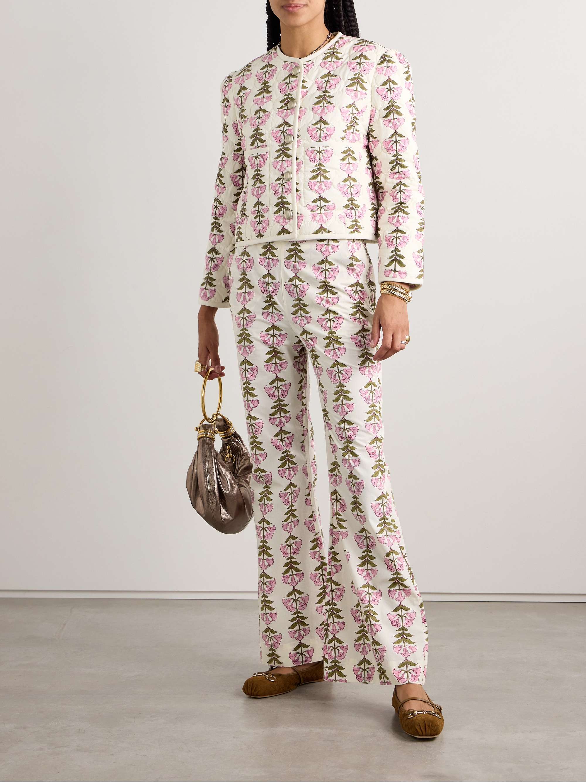 Charlie floral-print cotton flared pants view
