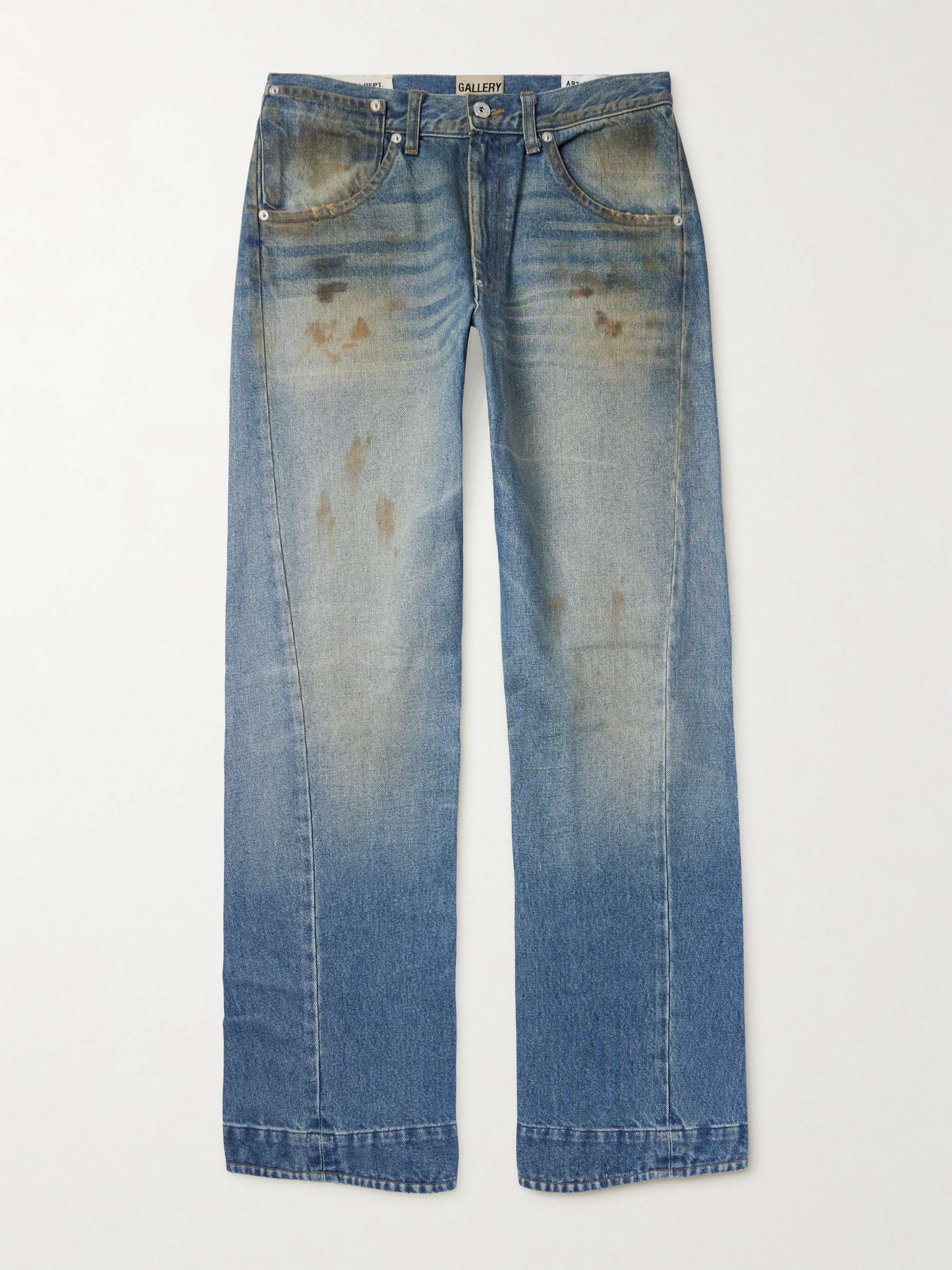 Zip Straight-Leg Distressed Jeans view