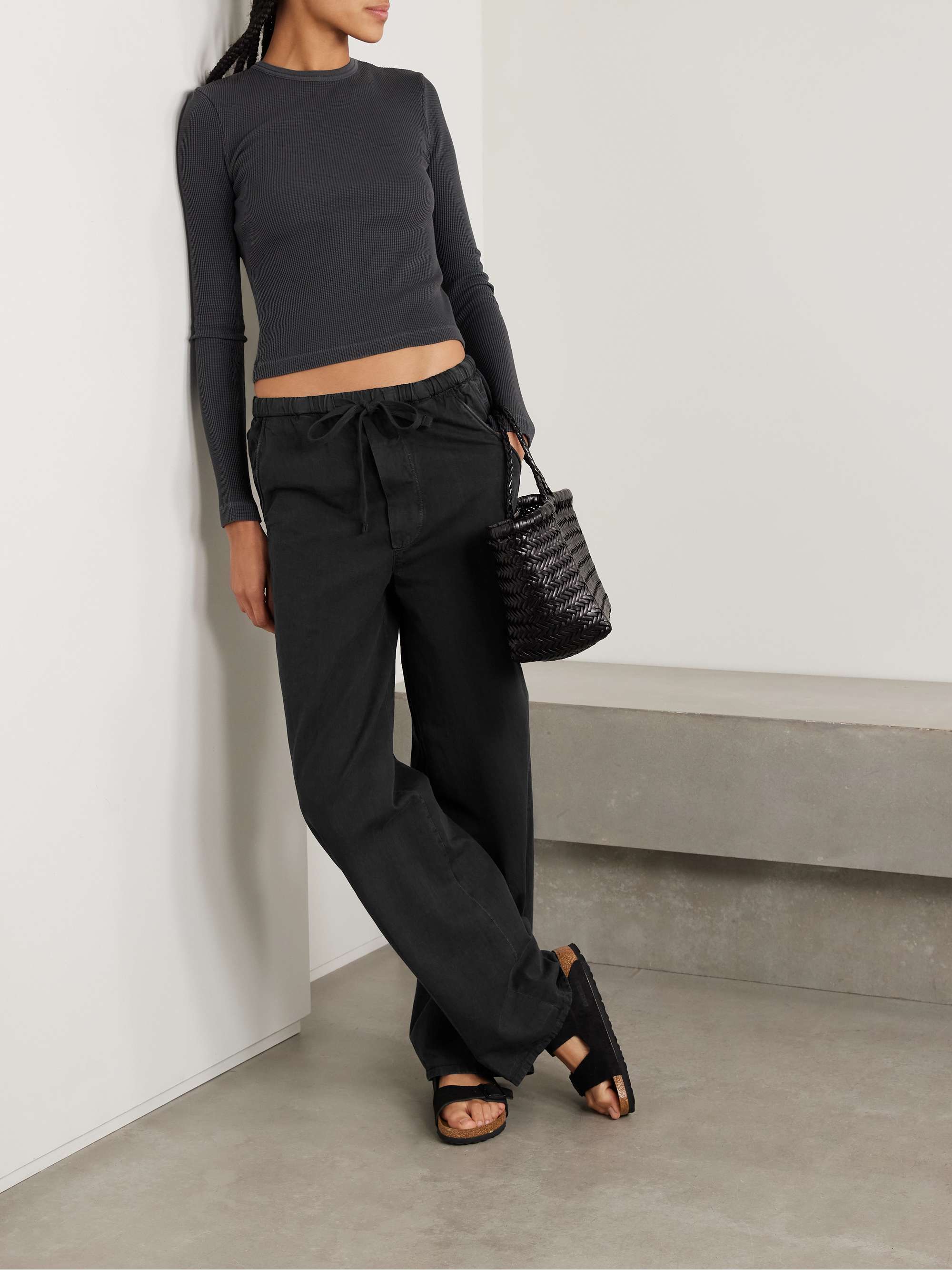 Aurora cotton and linen-blend wide-leg pants view