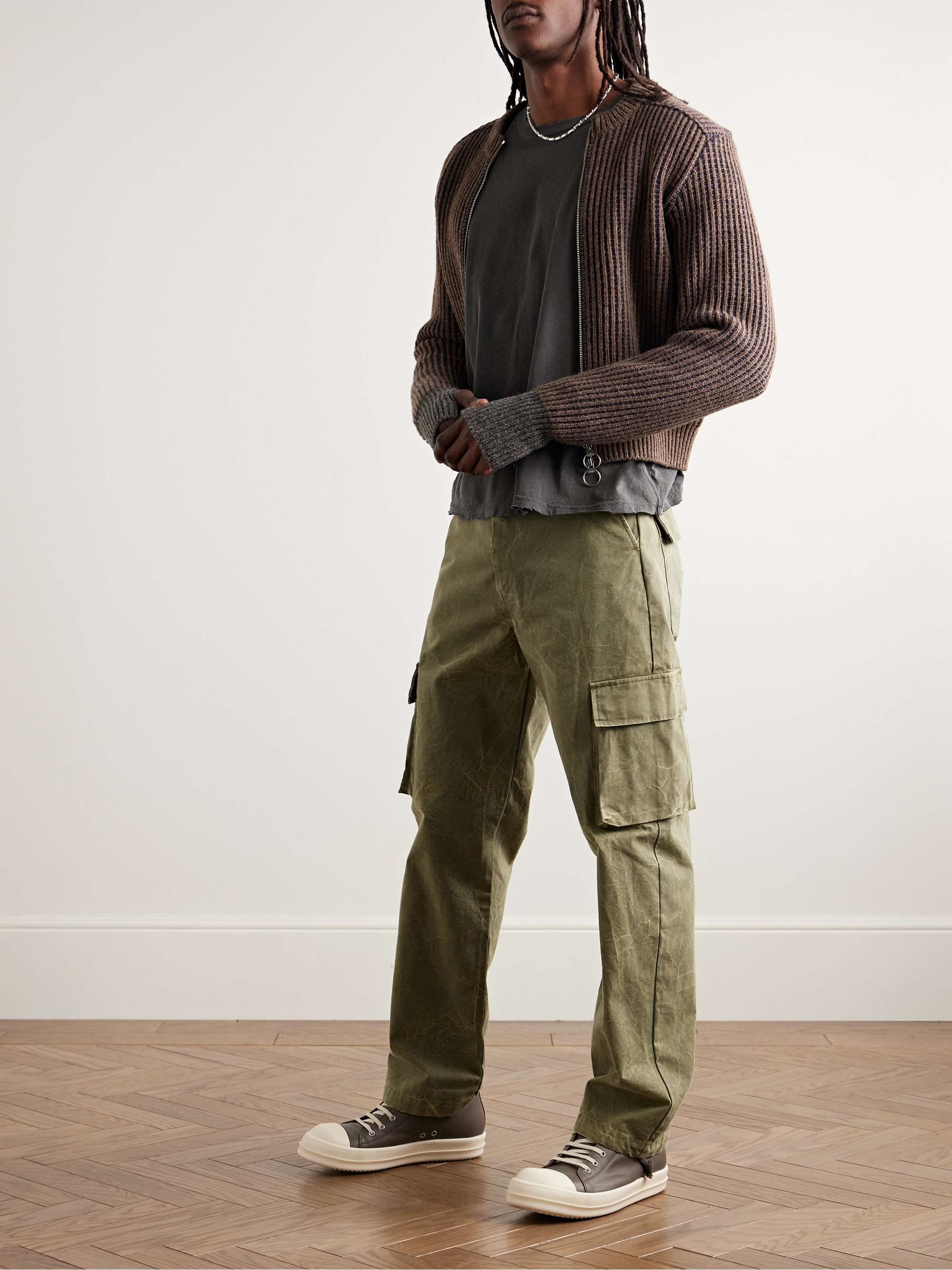 Corpus Straight-Leg Garment-Dyed Cotton-Canvas Cargo Trousers view