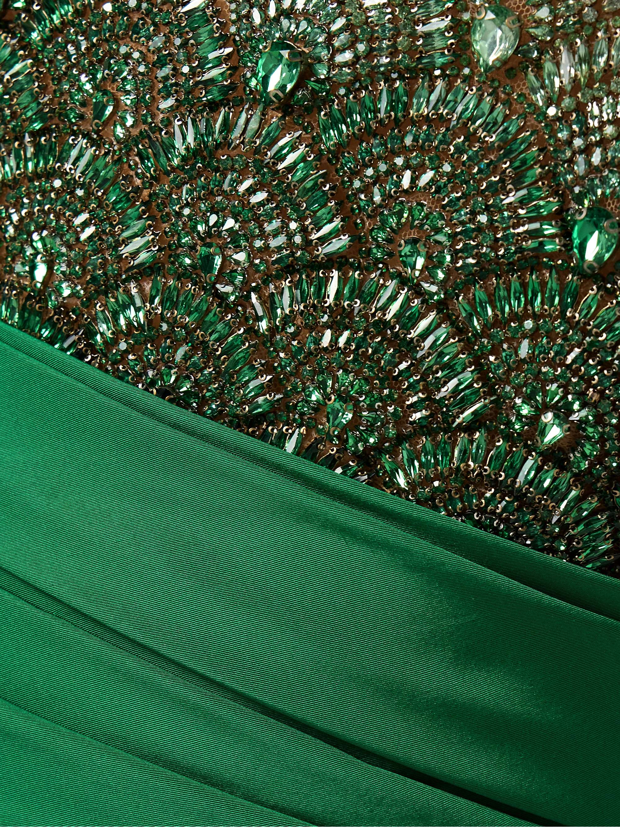 Strapless silk-faille and embellished tulle gown view