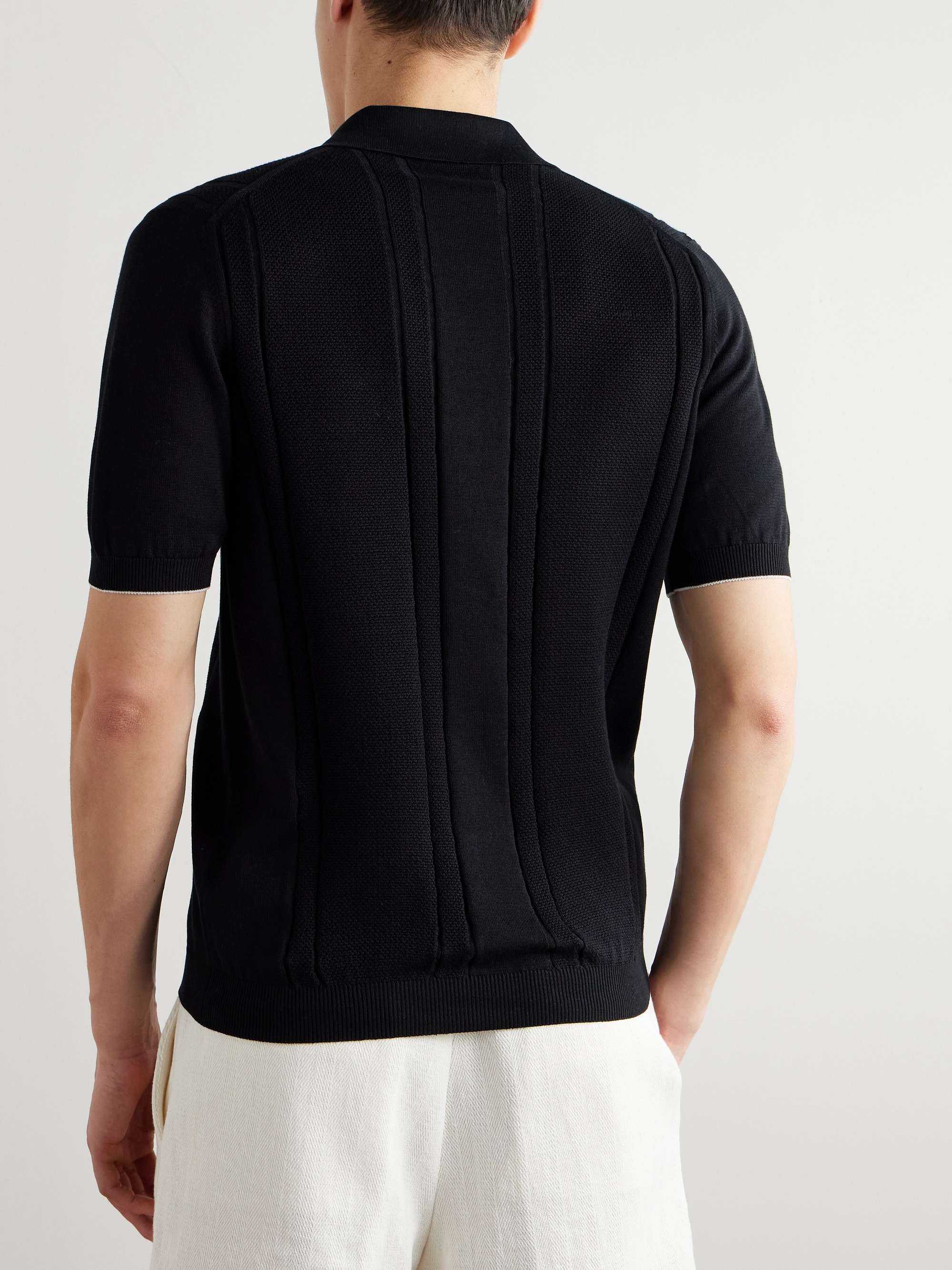 Honeycomb-Knit Cotton Polo Shirt view