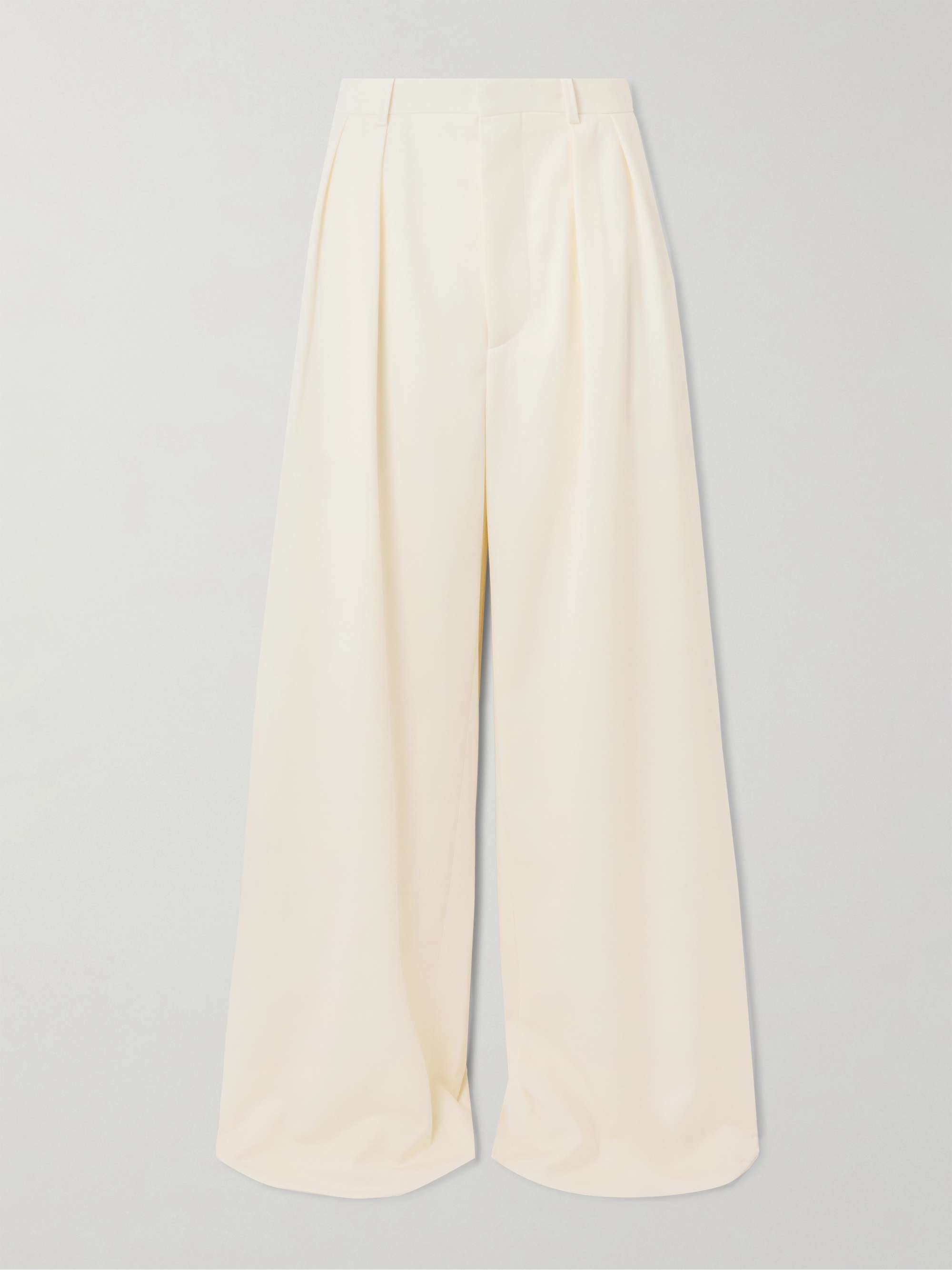 Pleated wool-twill wide-leg pants view