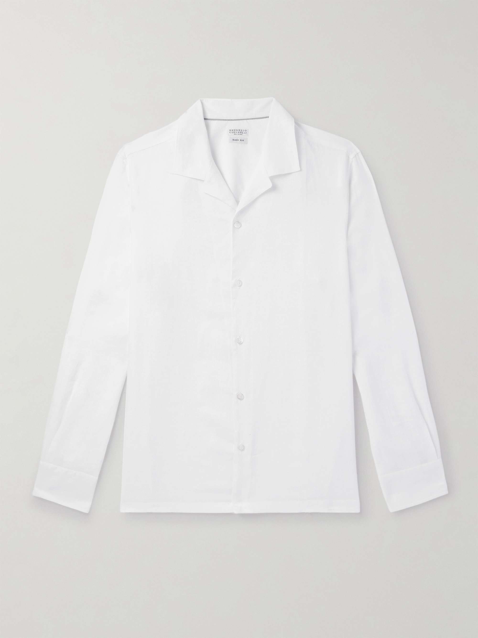 Slim-Fit Camp-Collar Linen Shirt view