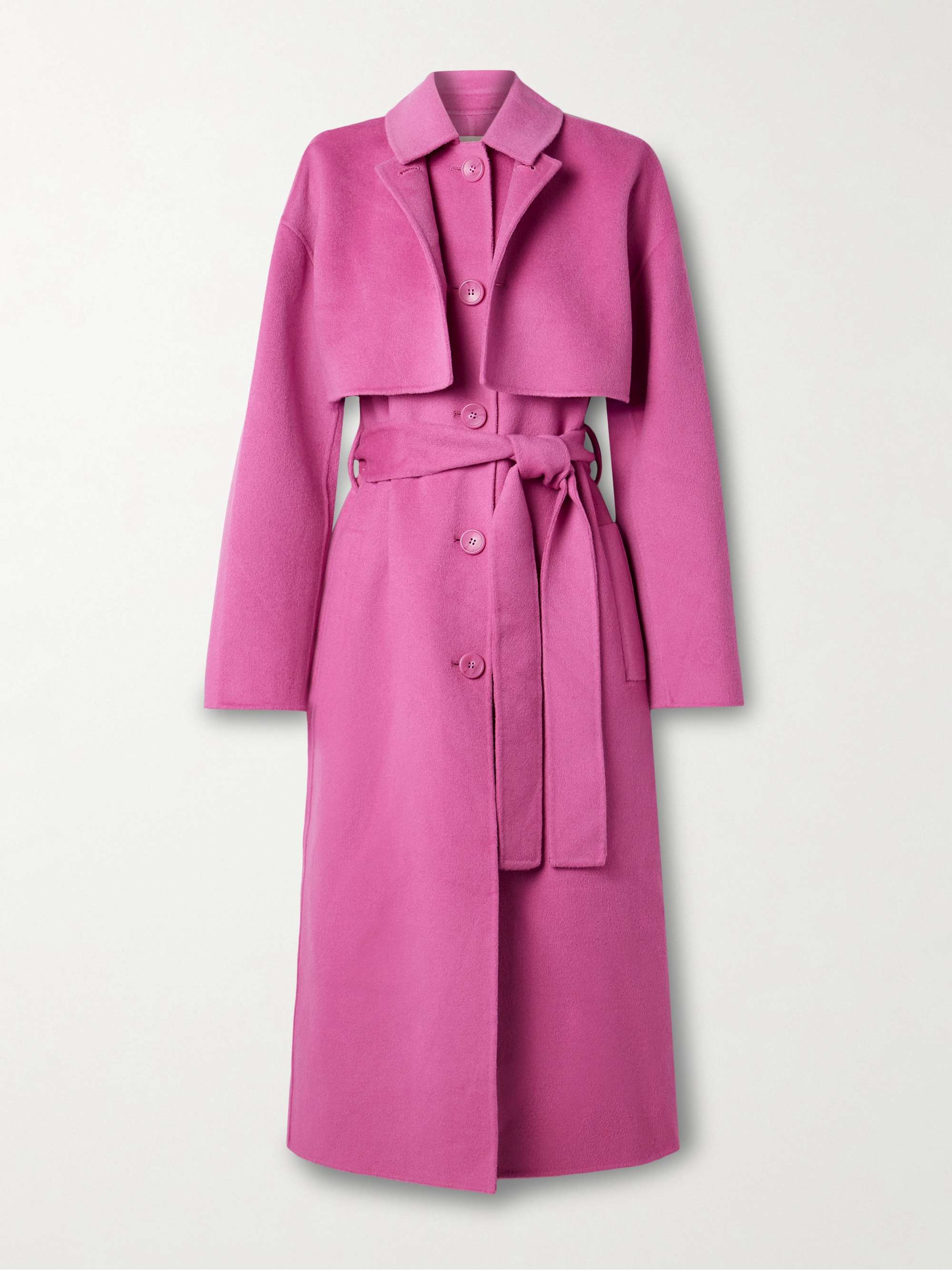 Romi belted layered wool-blend felt coat view