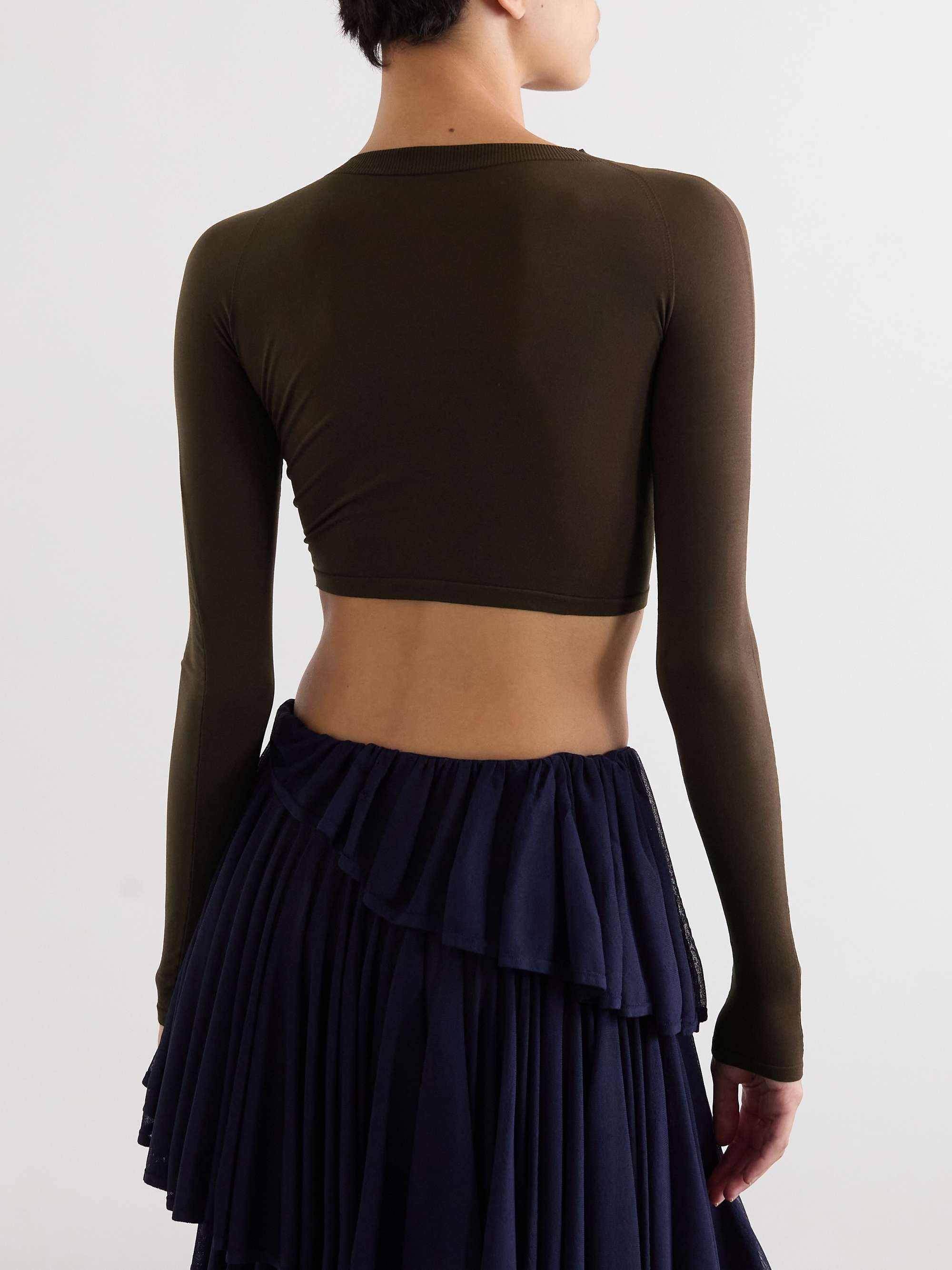 Paneled cropped jersey top view