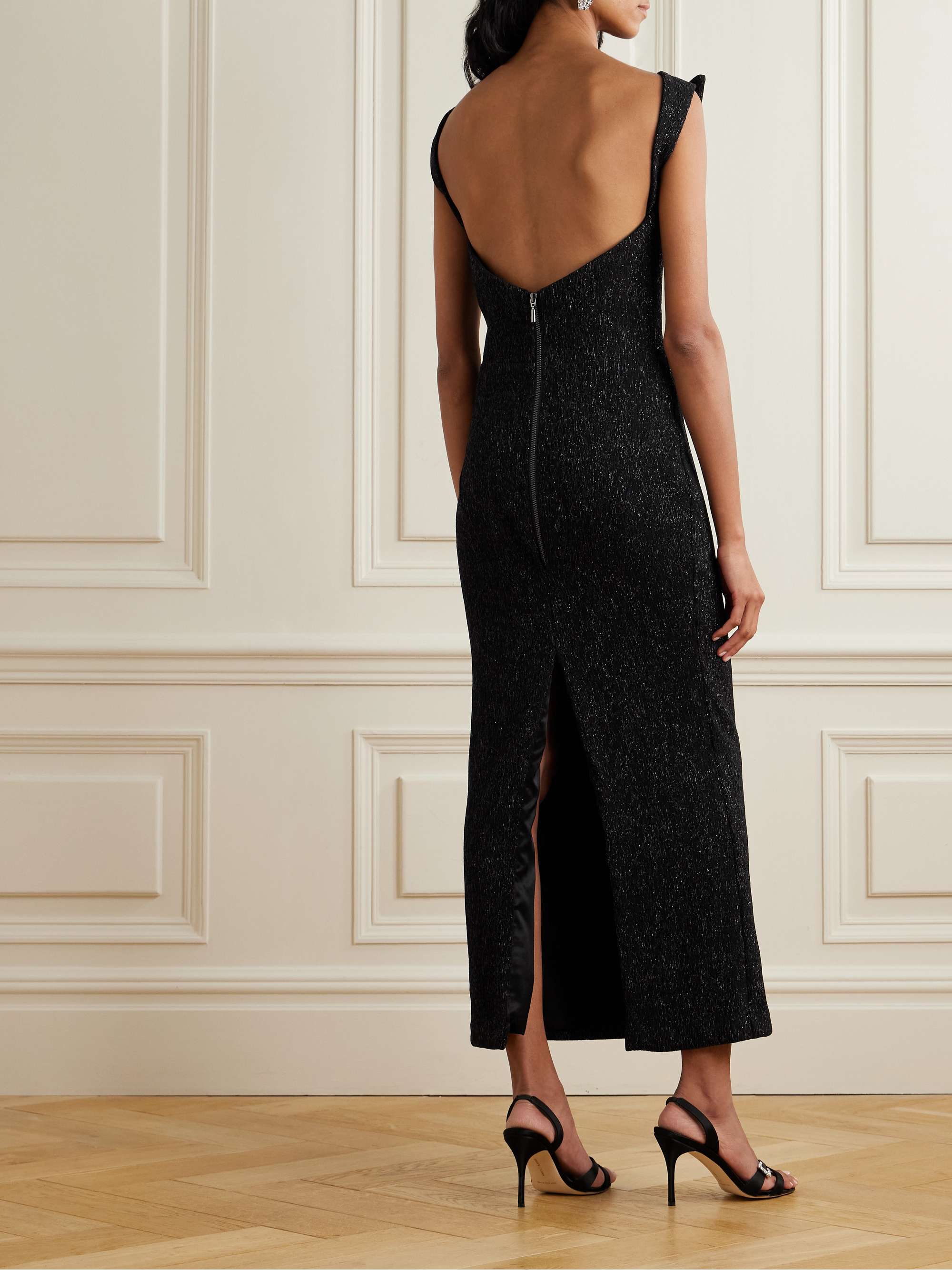 Singular open-back metallic stretch-knit gown view