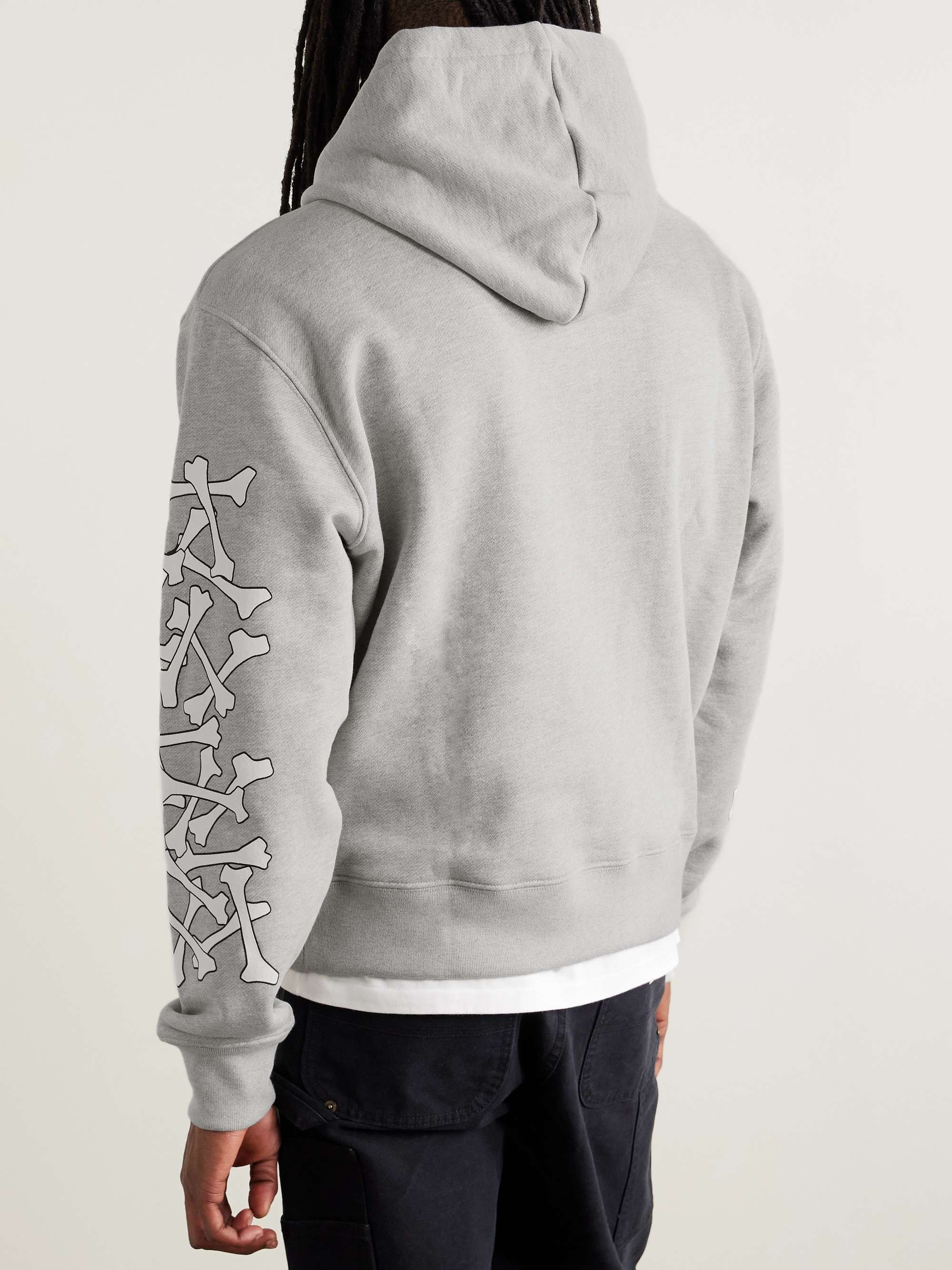 Bones Stacked Logo-Appliquéd Printed Cotton-Jersey Hoodie view