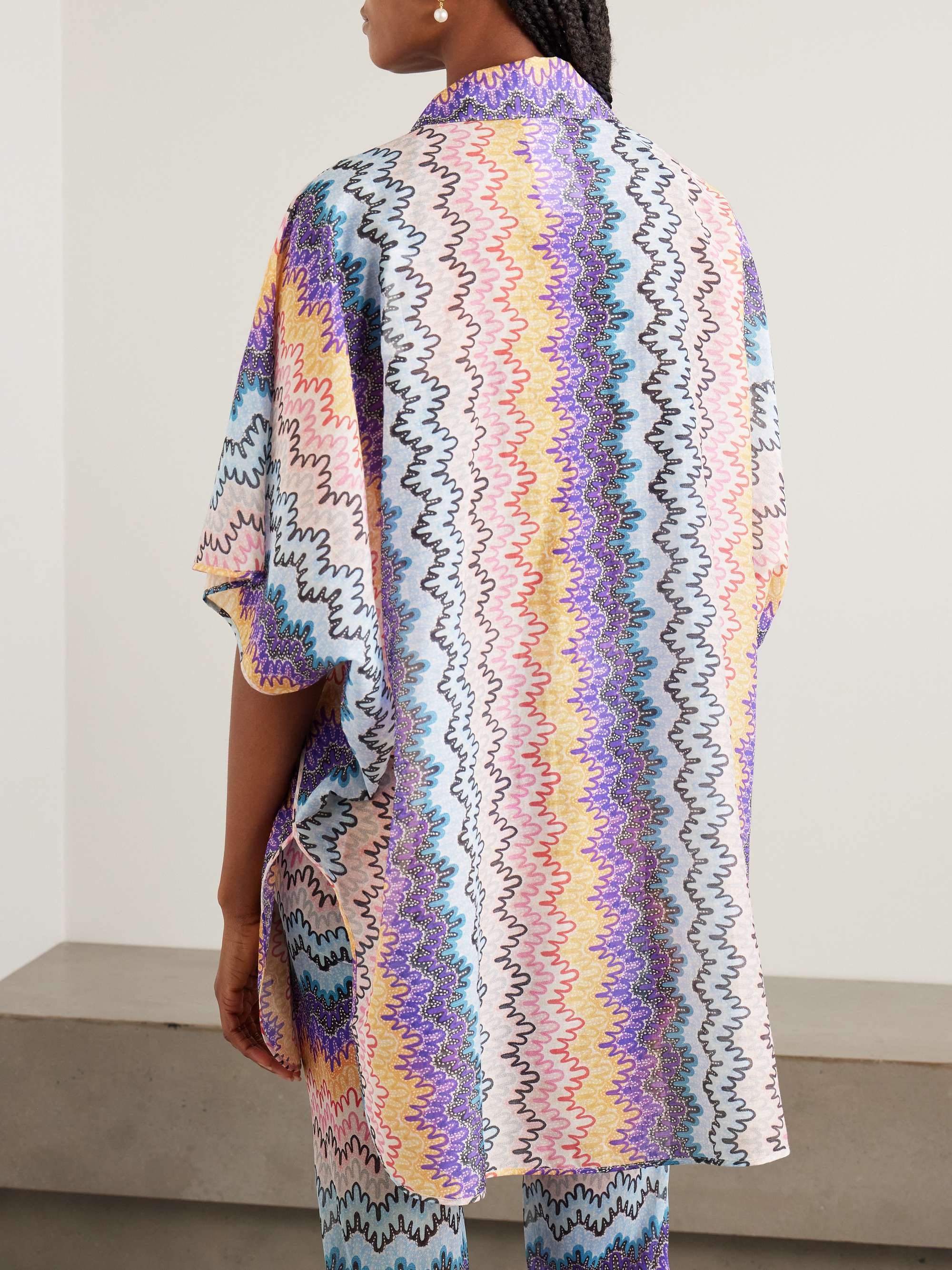 Printed cotton and silk-blend shirt view
