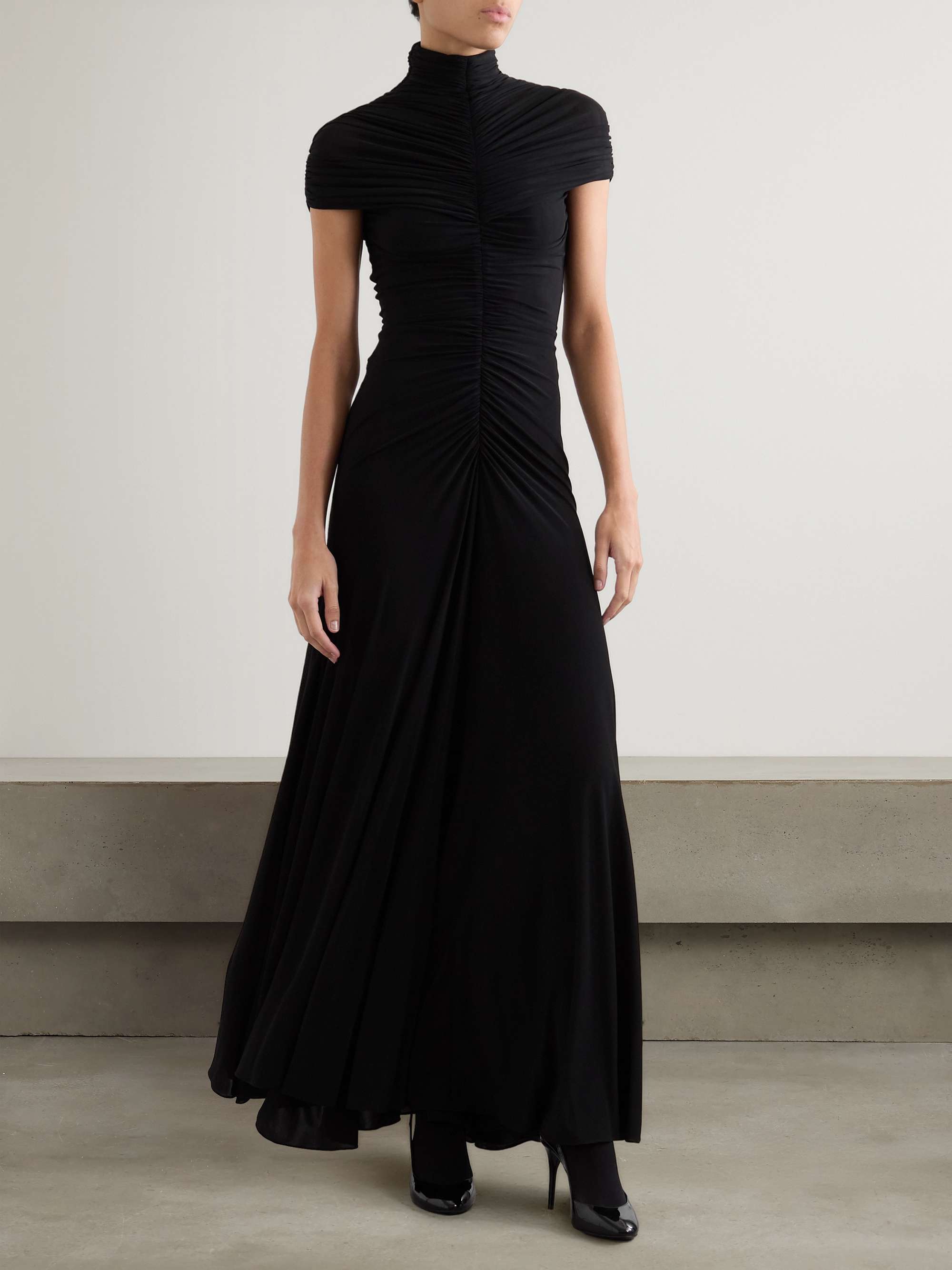 Ruched jersey maxi dress view