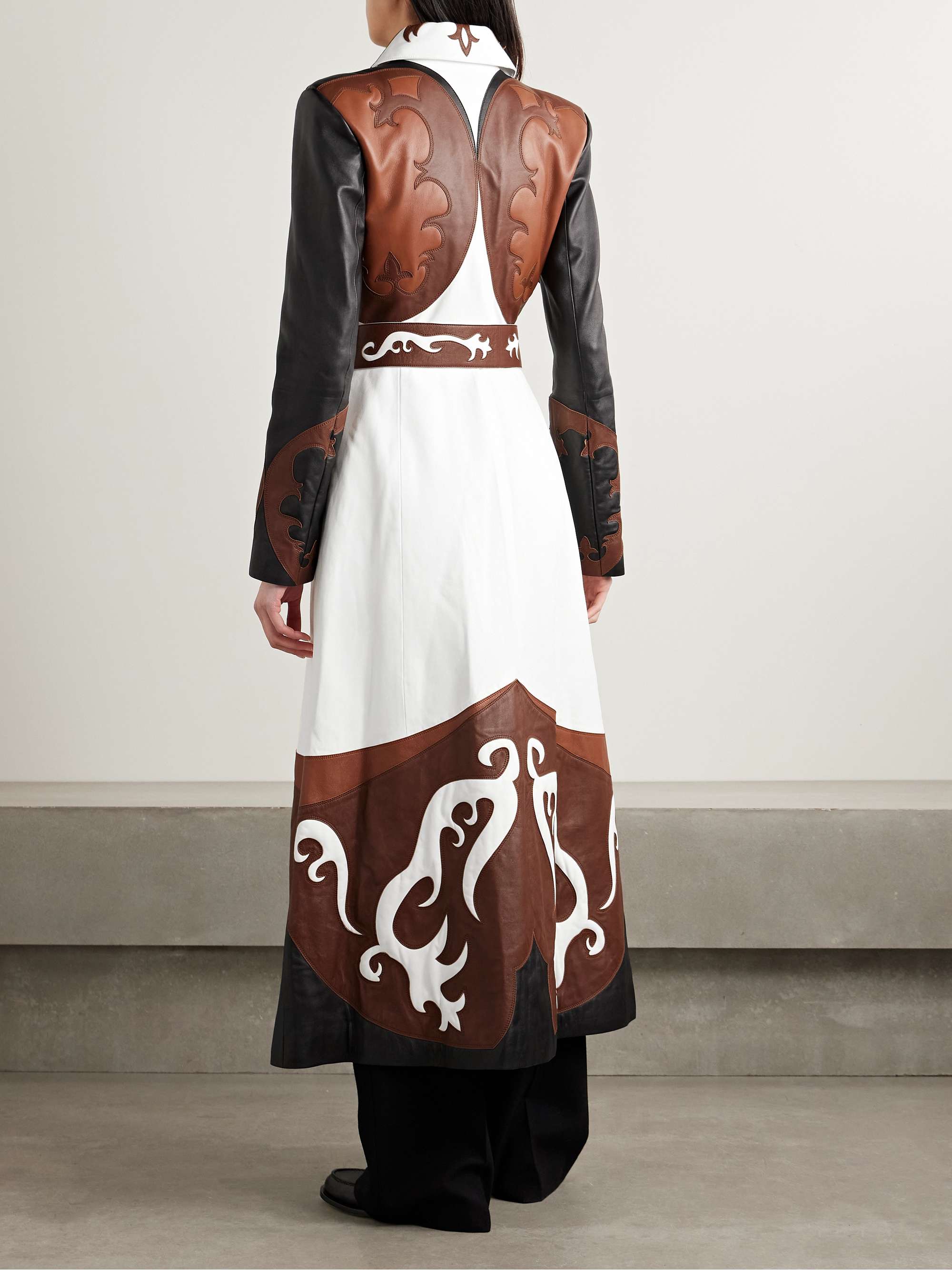 Jemme belted color-block leather coat view