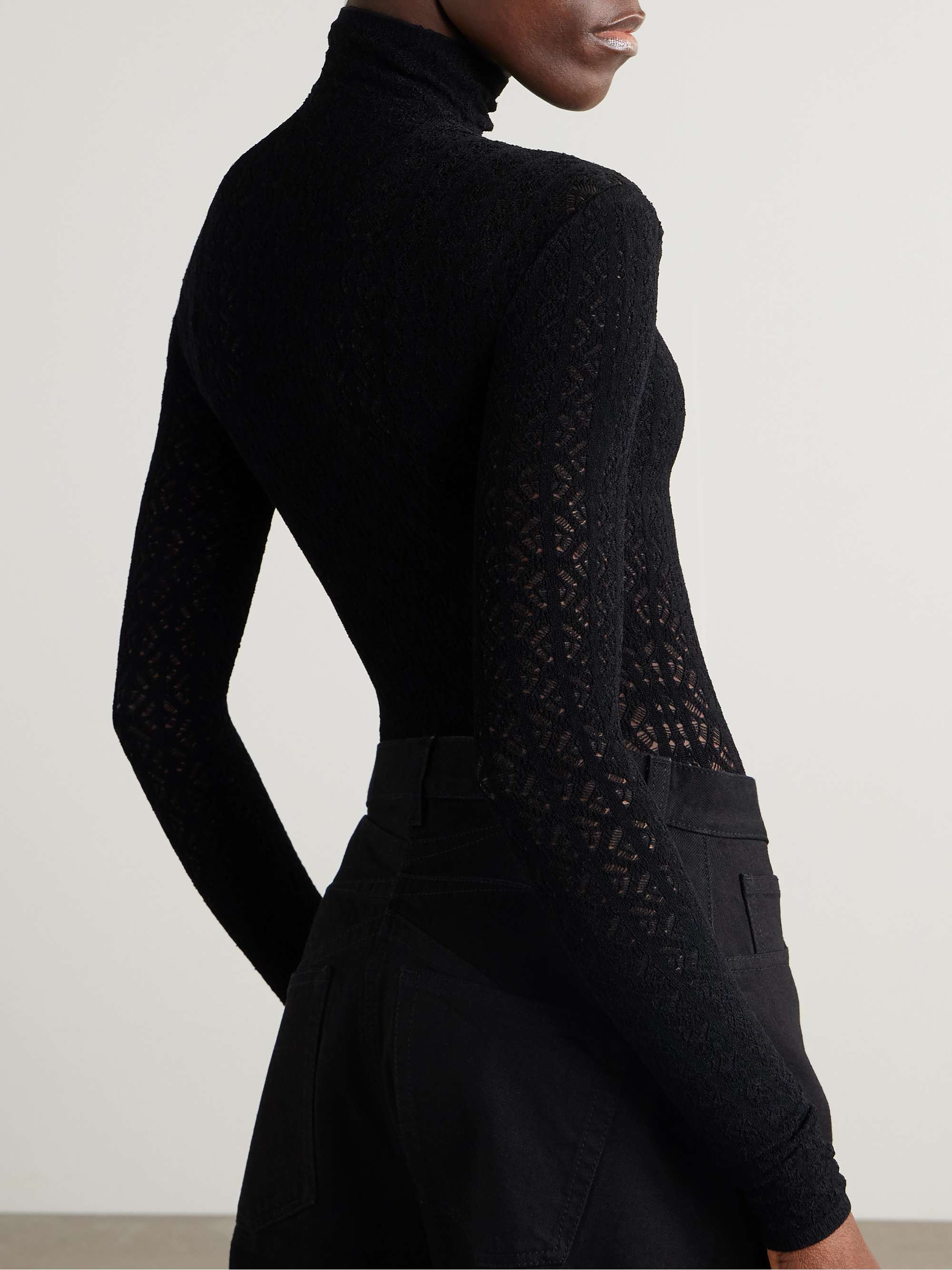Open-knit turtleneck bodysuit view