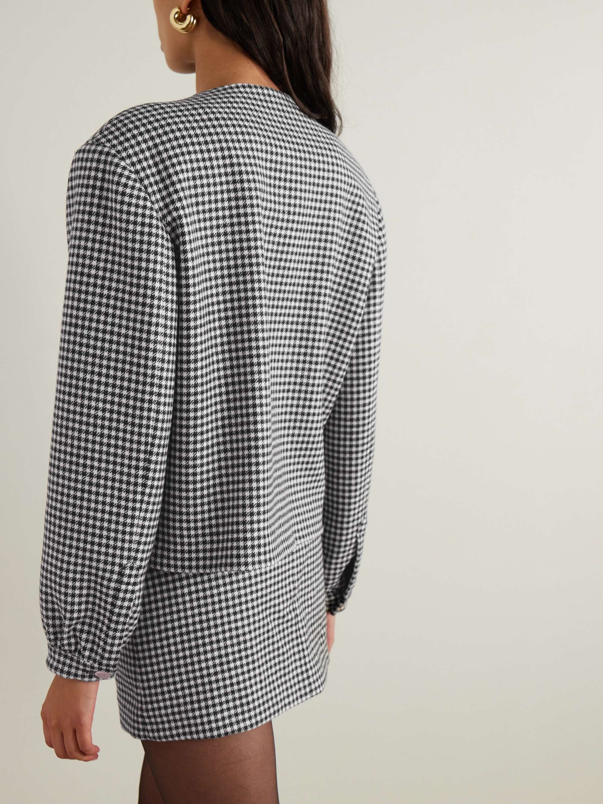 Gliss velvet-trimmed houndstooth wool jacket view