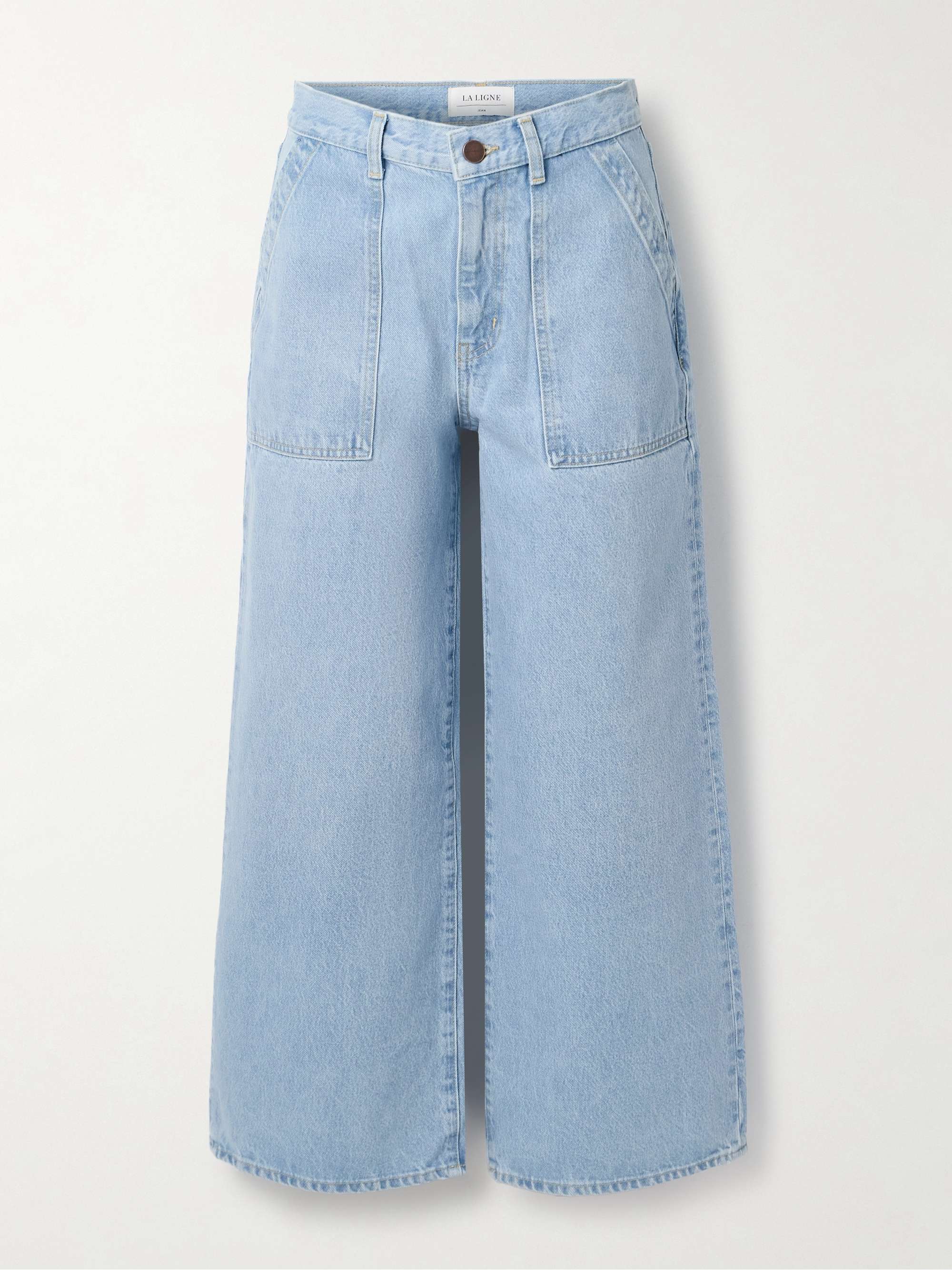 Izzie cropped high-rise organic wide-leg jeans view