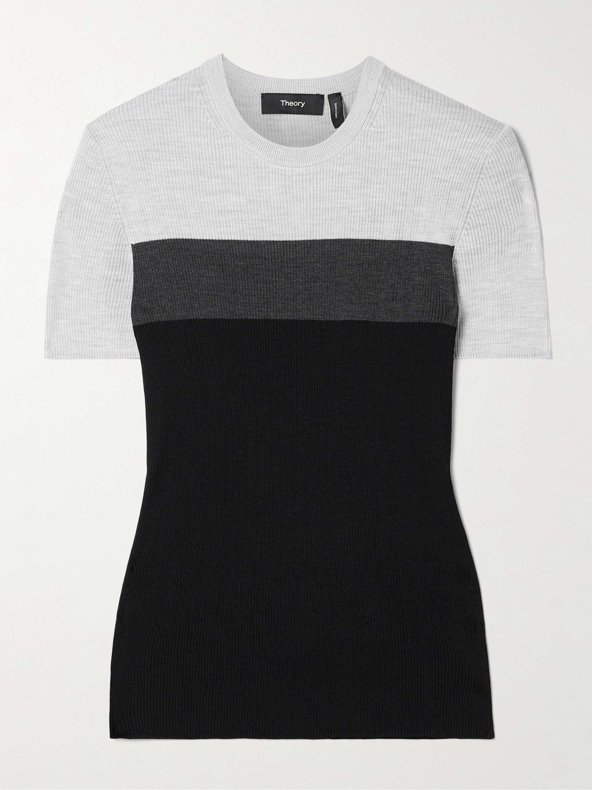 Color-block ribbed silk T-shirt view
