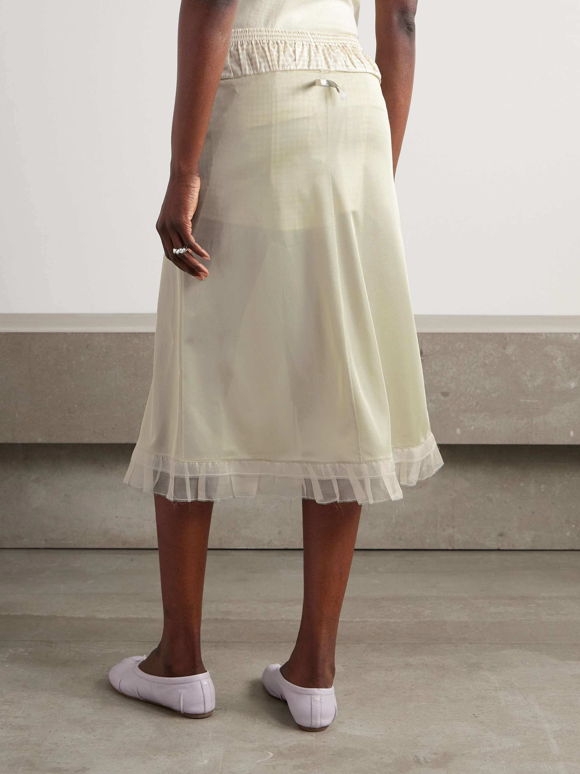 Layered paneled chiffon and checked cotton skirt view