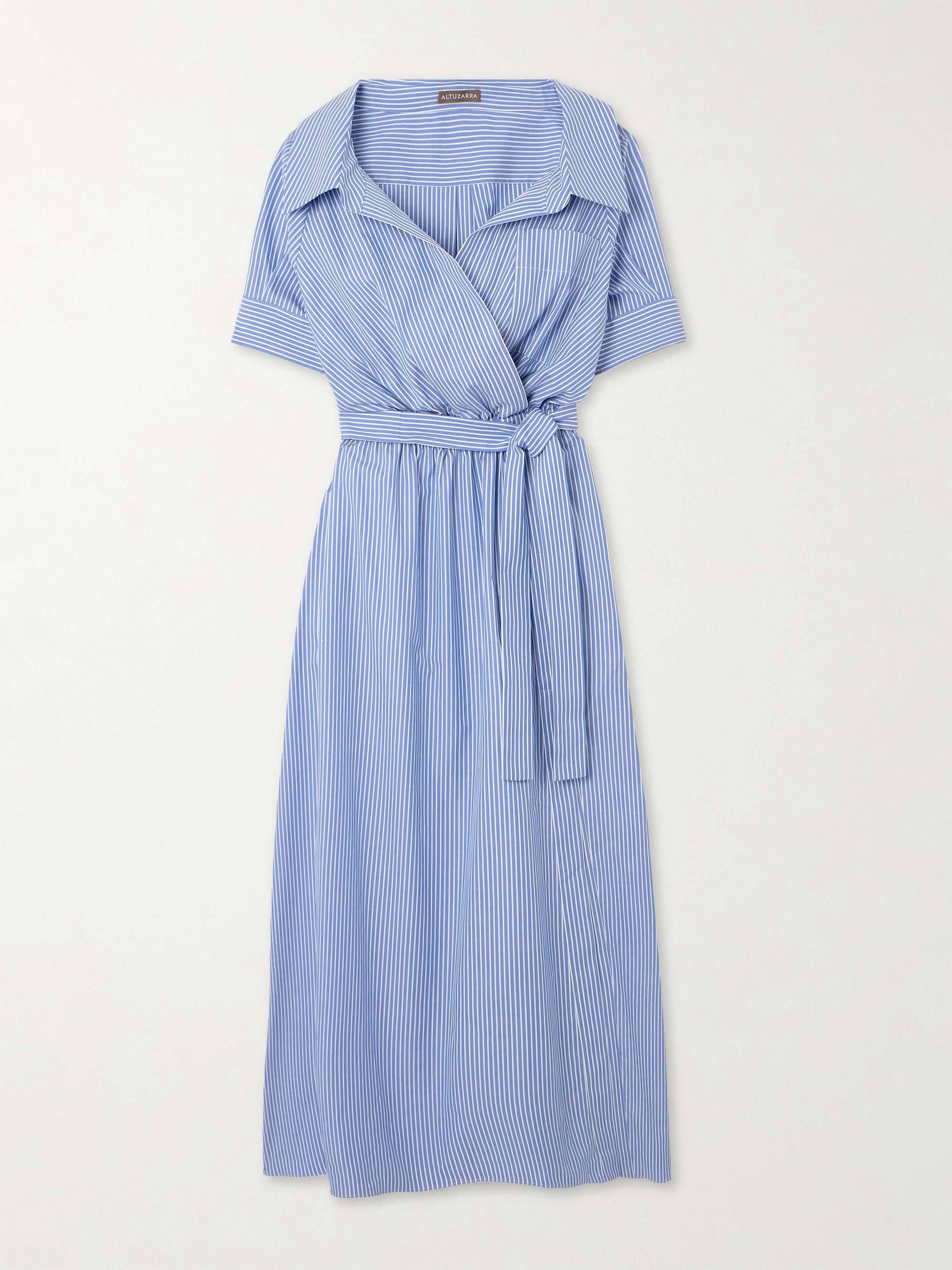 Lydia striped cotton-poplin midi wrap dress view