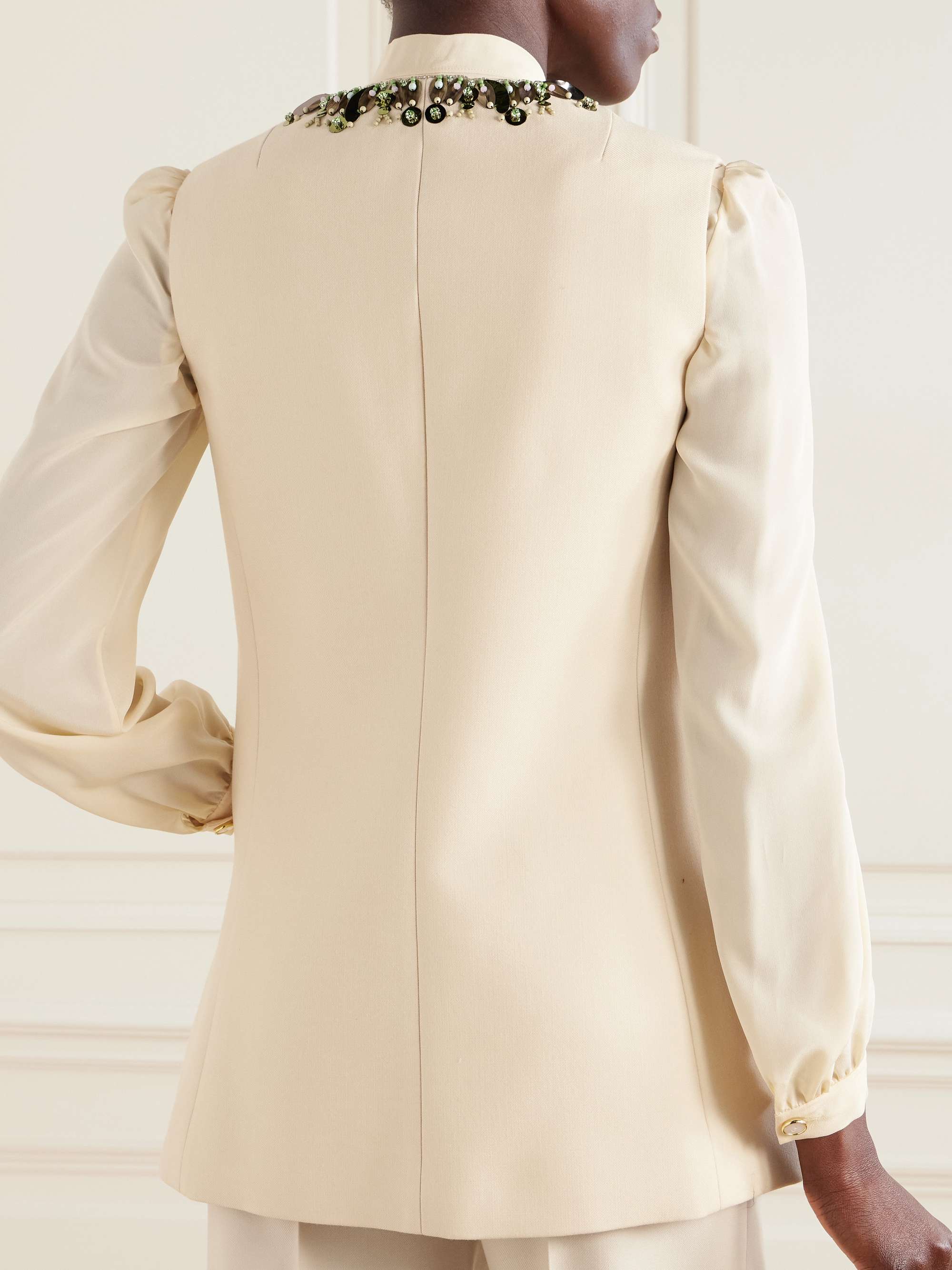 Embellished wool and silk-blend twill vest view