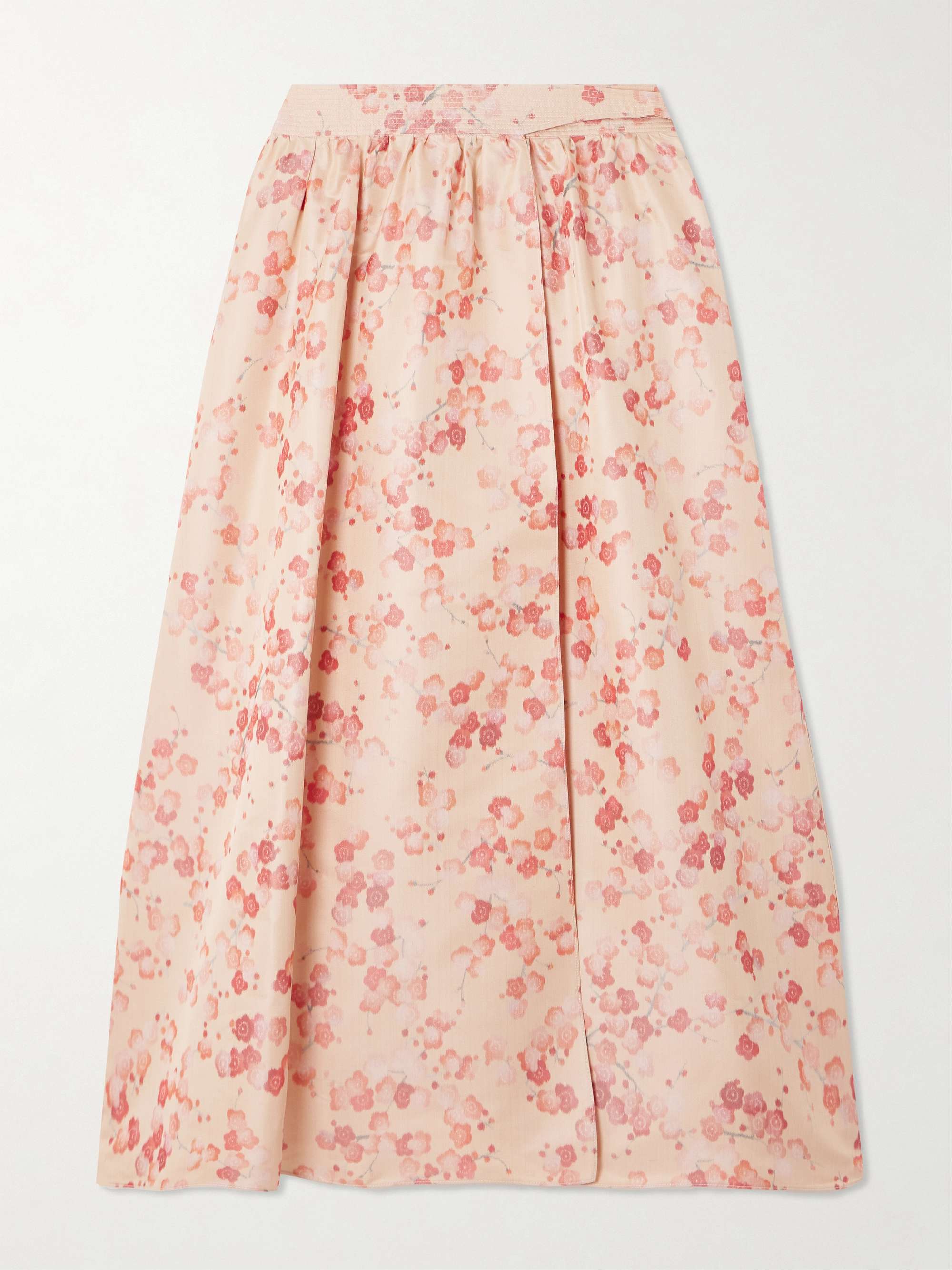 Leah gathered silk-jacquard midi wrap skirt view