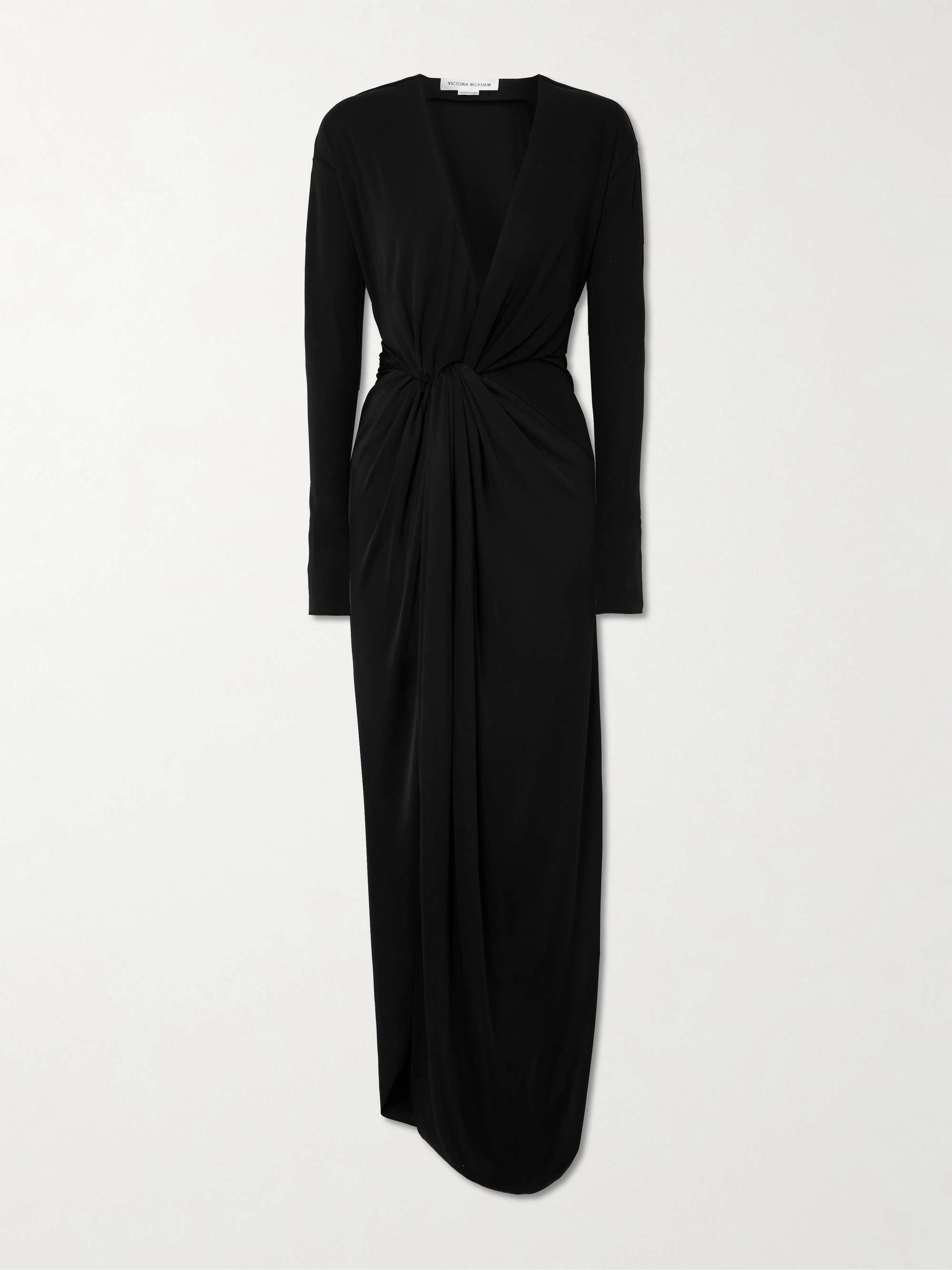 Knotted draped jersey midi dress view