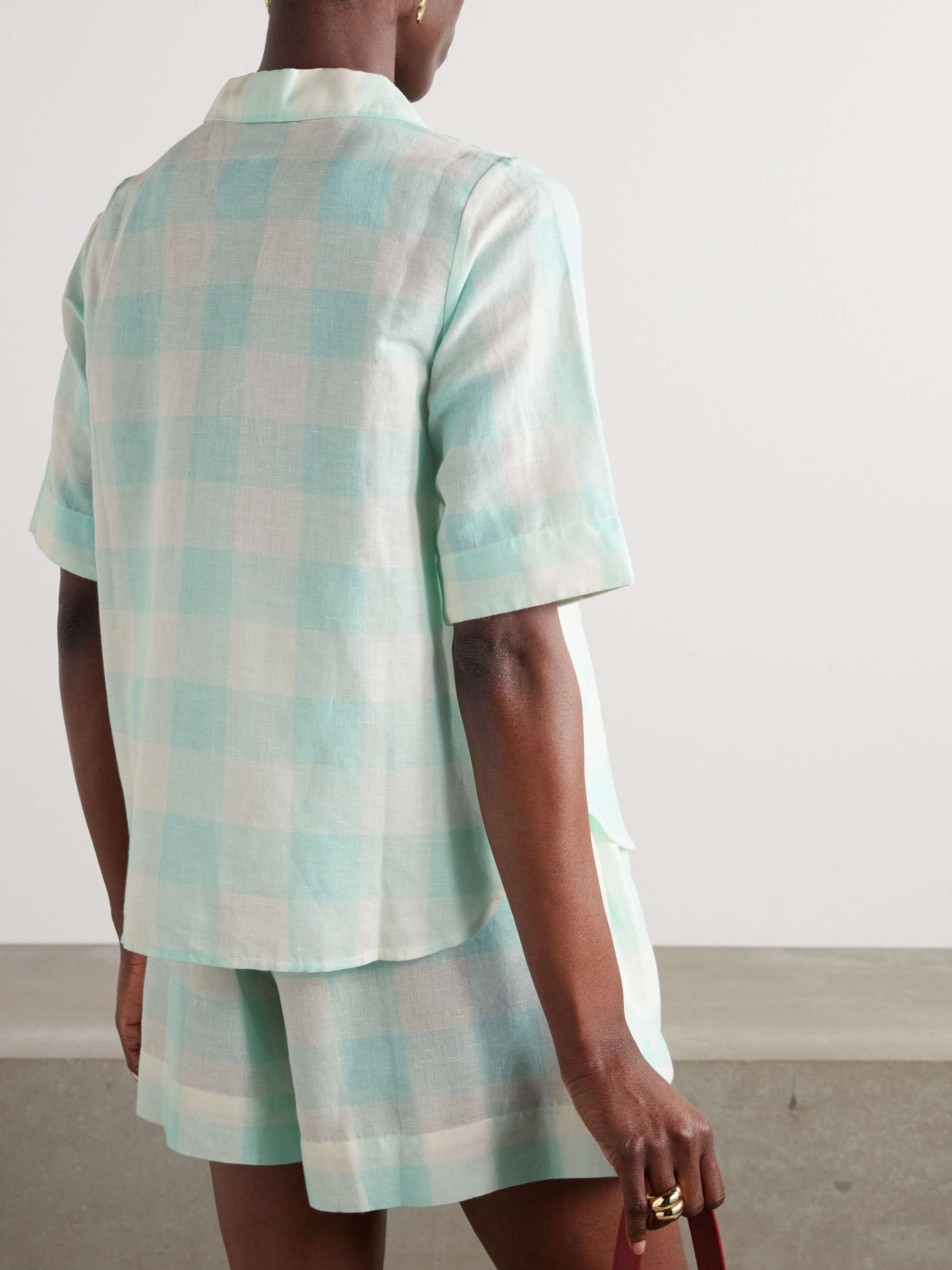 Zouk checked linen and cotton-blend shirt view