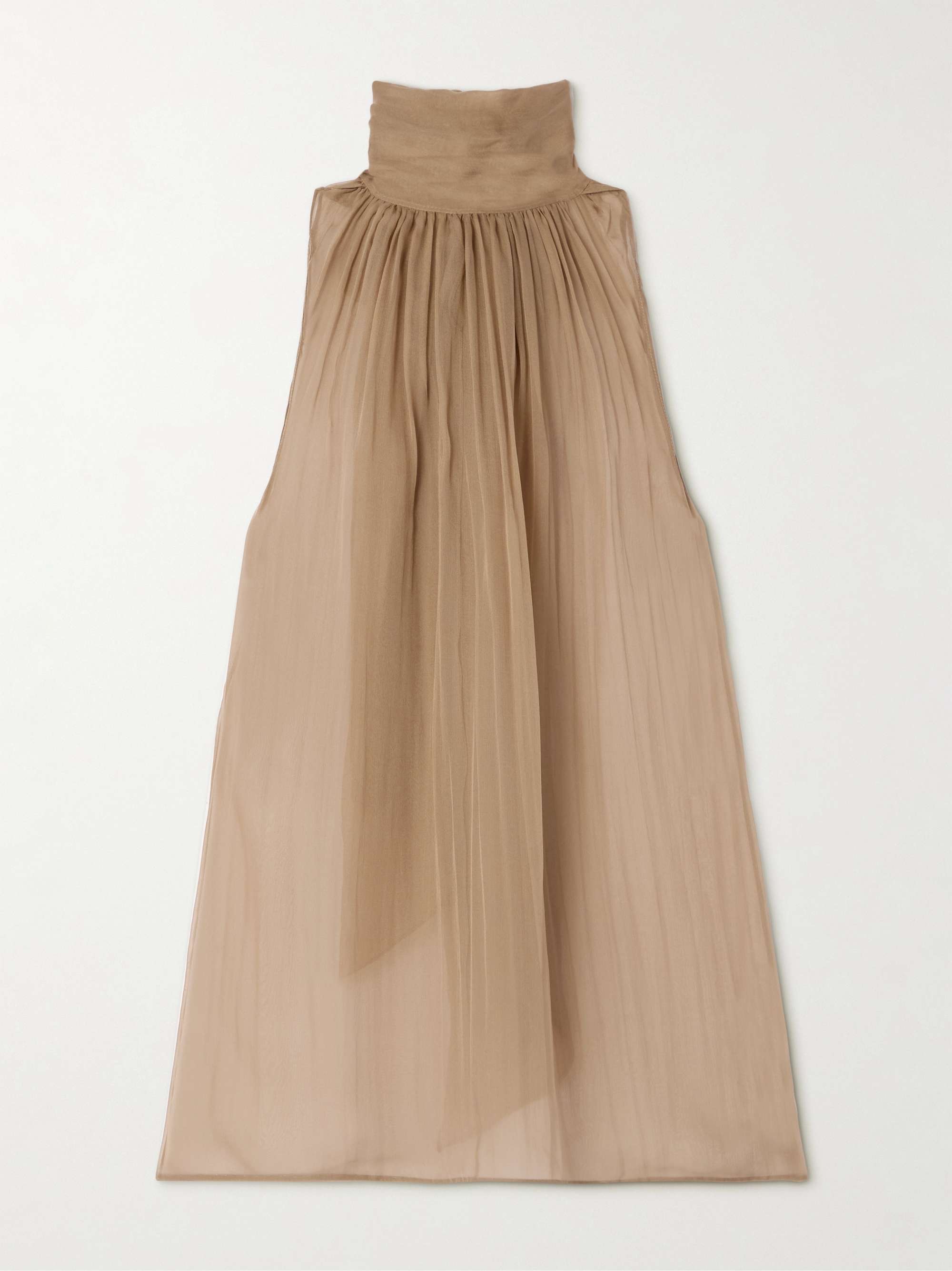 Gathered tie-detailed silk-chiffon blouse view