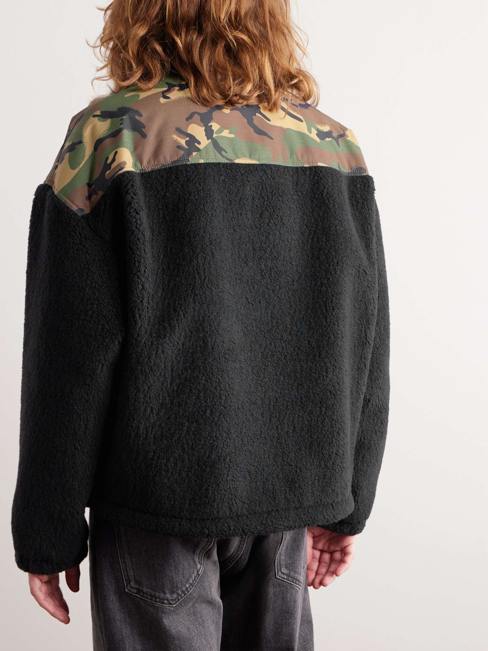 Logo and Camouflage-Print Ripstop-Trimmed Fleece Jacket view