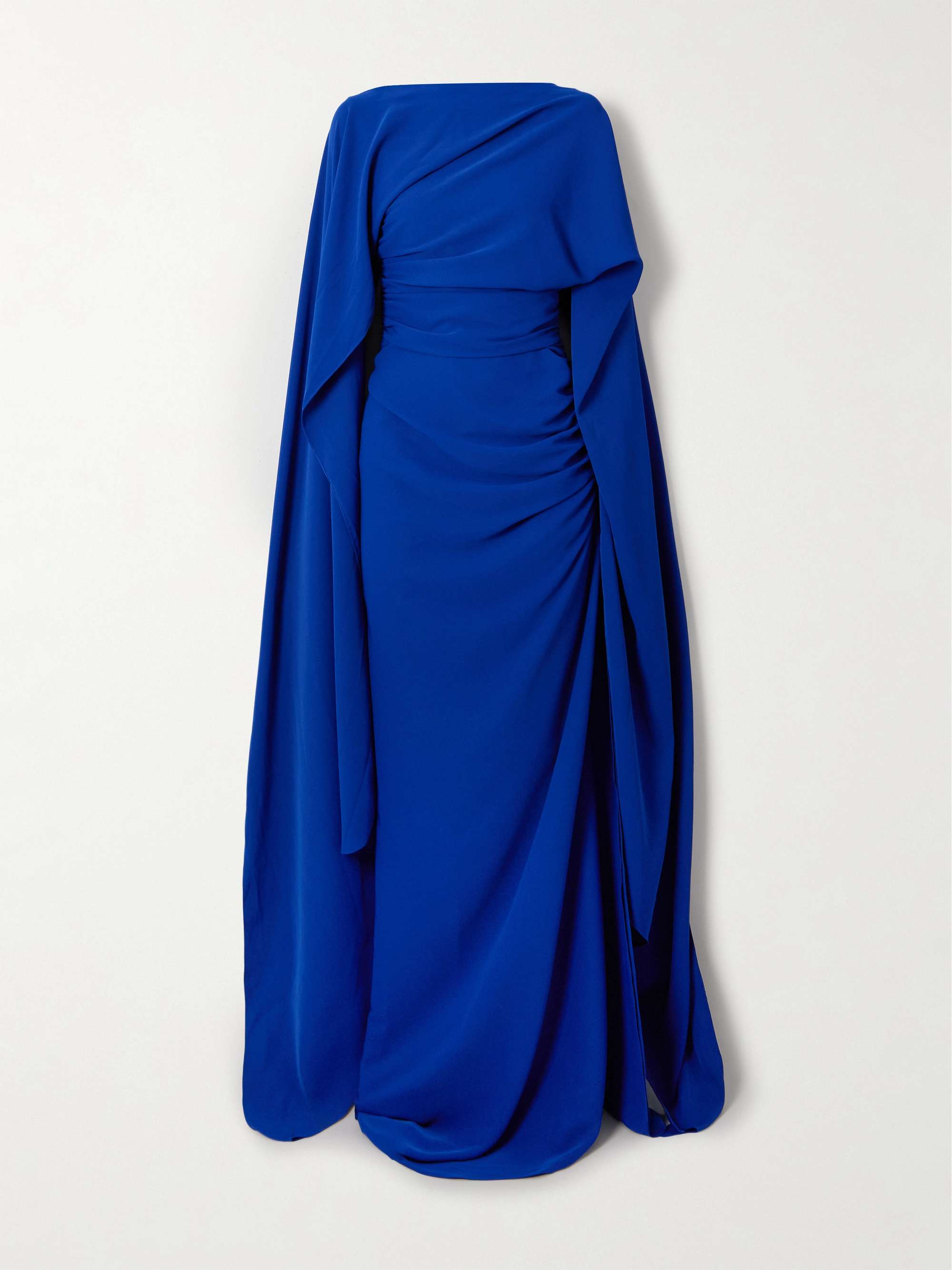 Draped ruched silk-blend crepe de chine gown view