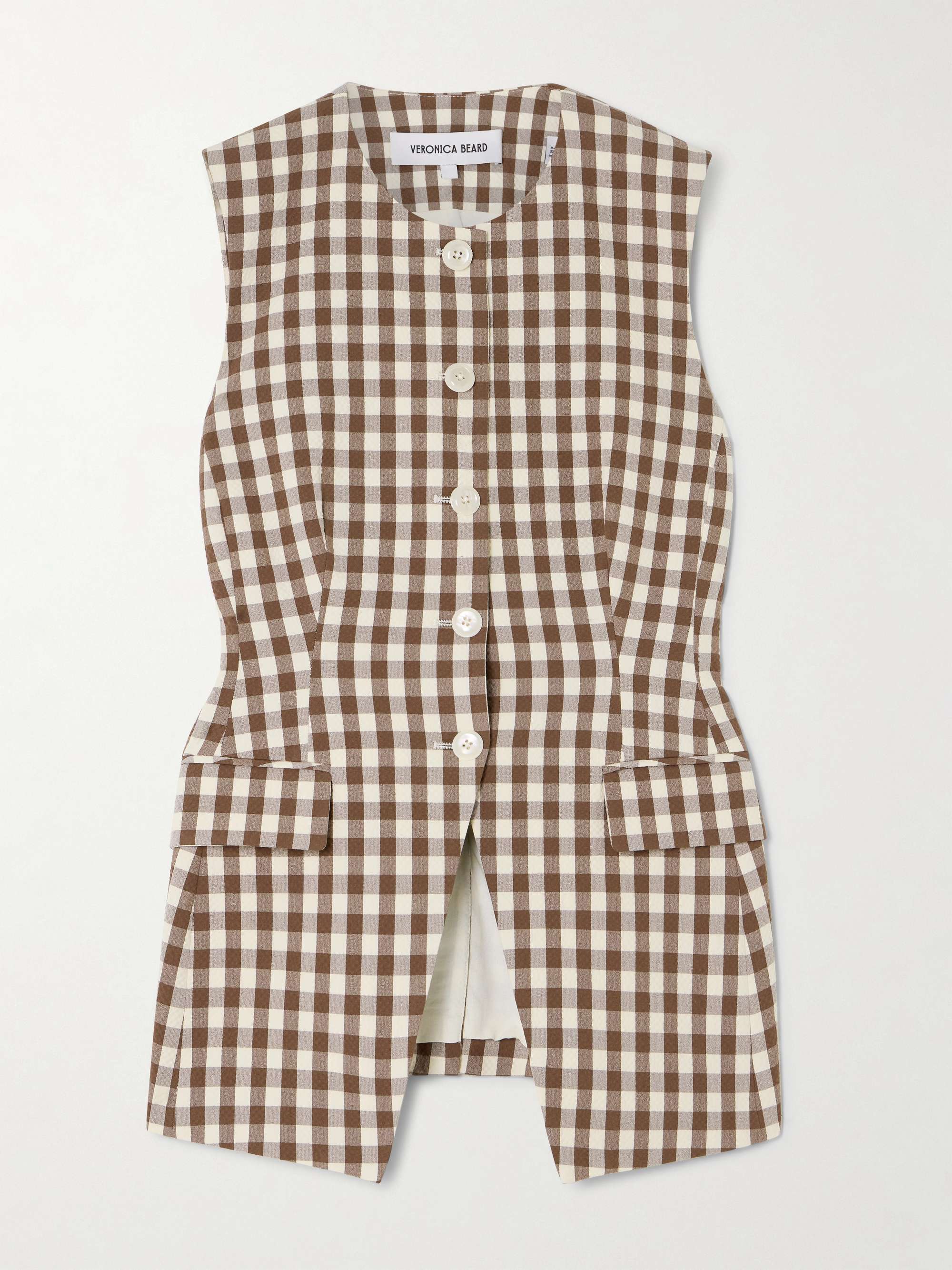 Lois gingham cotton-blend seersucker vest view