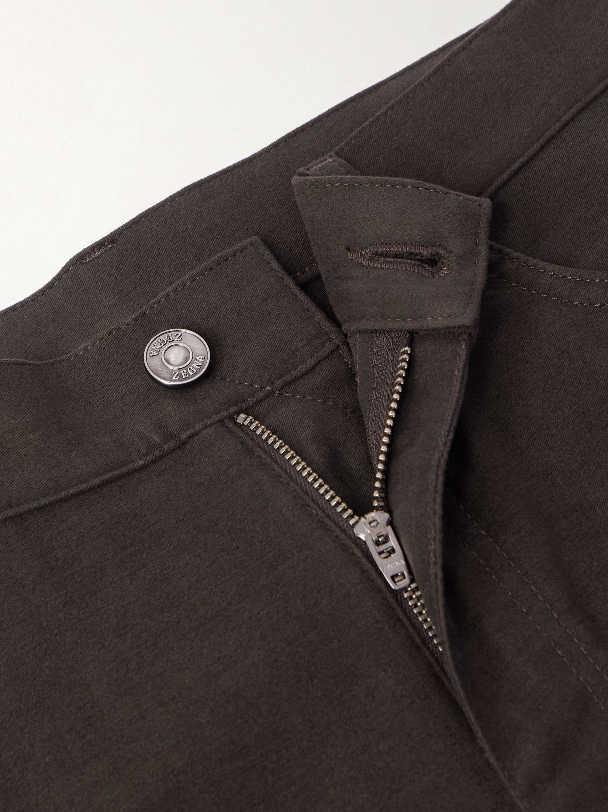 City Slim-Fit Tapered Cotton and Cashmere-Blend Trousers view