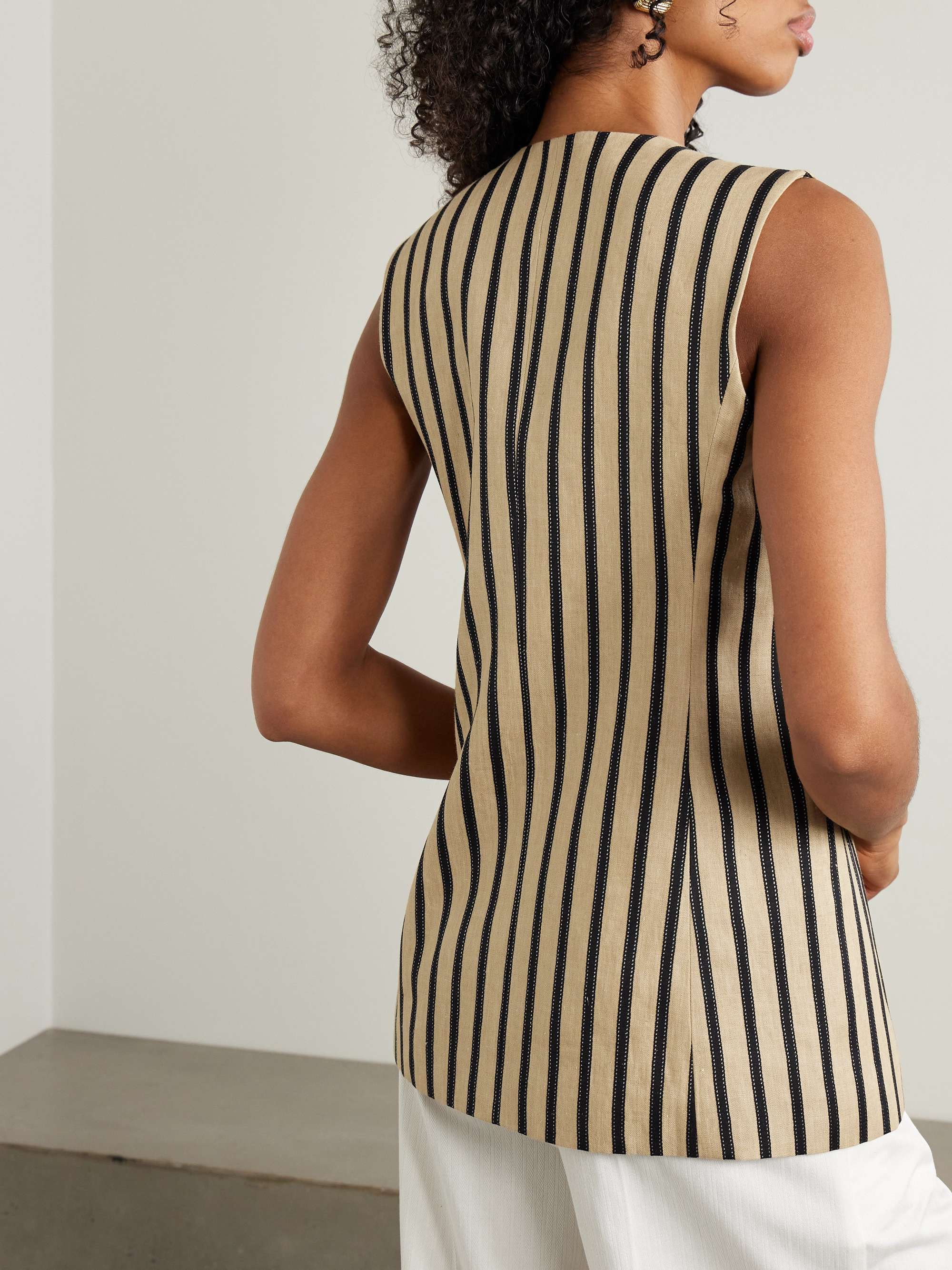Rodeo striped linen-blend vest view