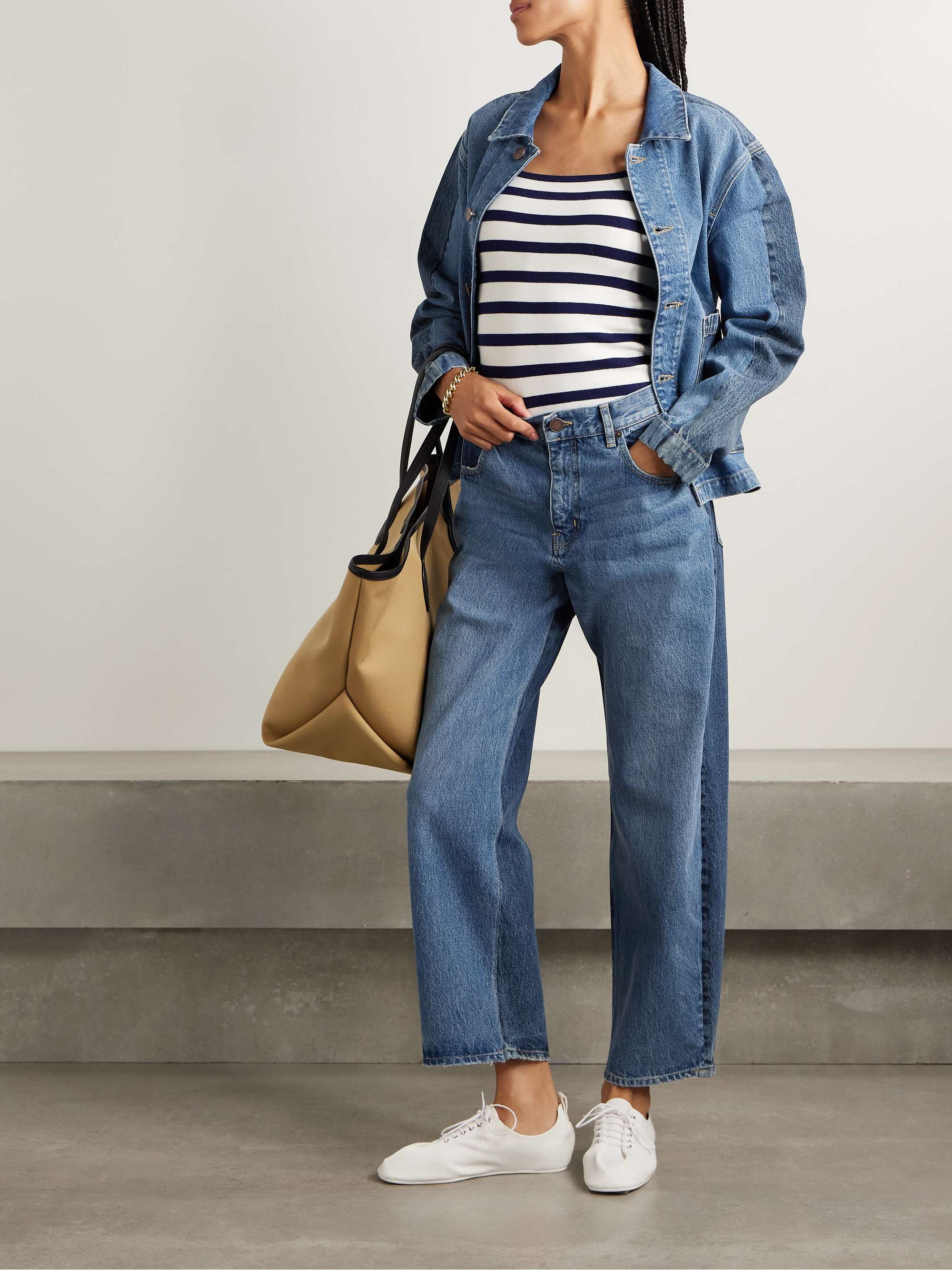 Marilyn paneled two-tone high-rise wide-leg jeans view