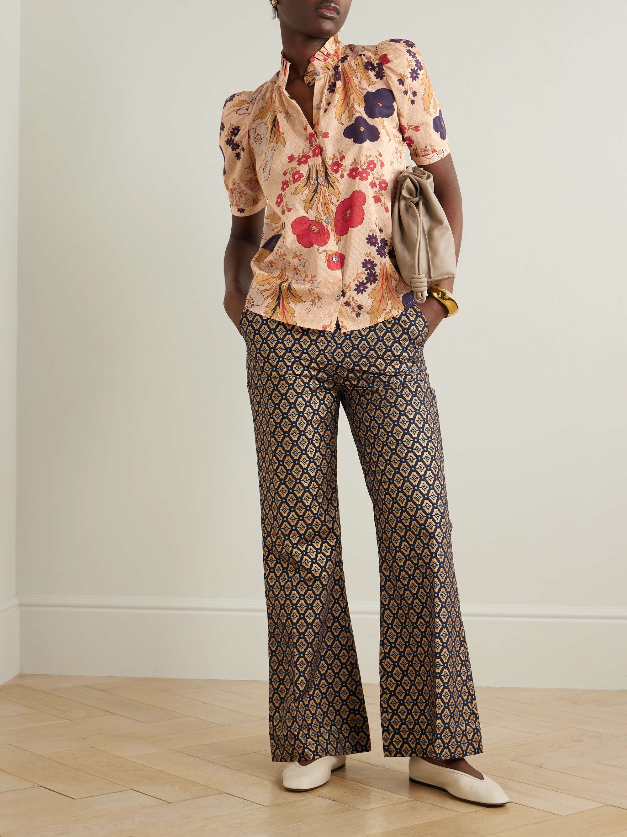 Winnie Vintage Poppy ruffled printed cotton-voile shirt view
