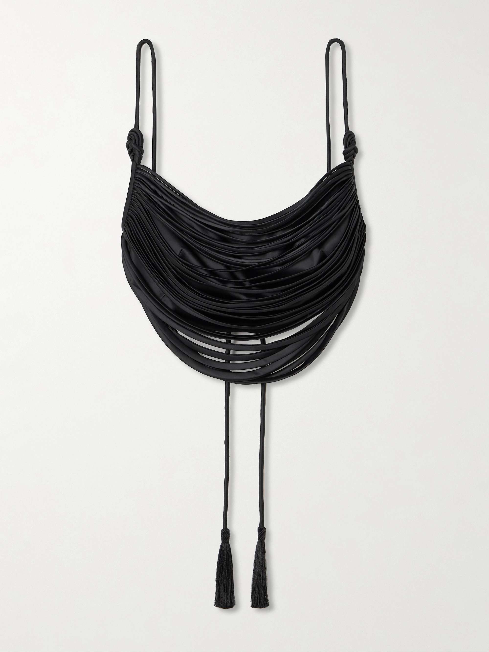 Tierra De Oro draped cropped satin top view