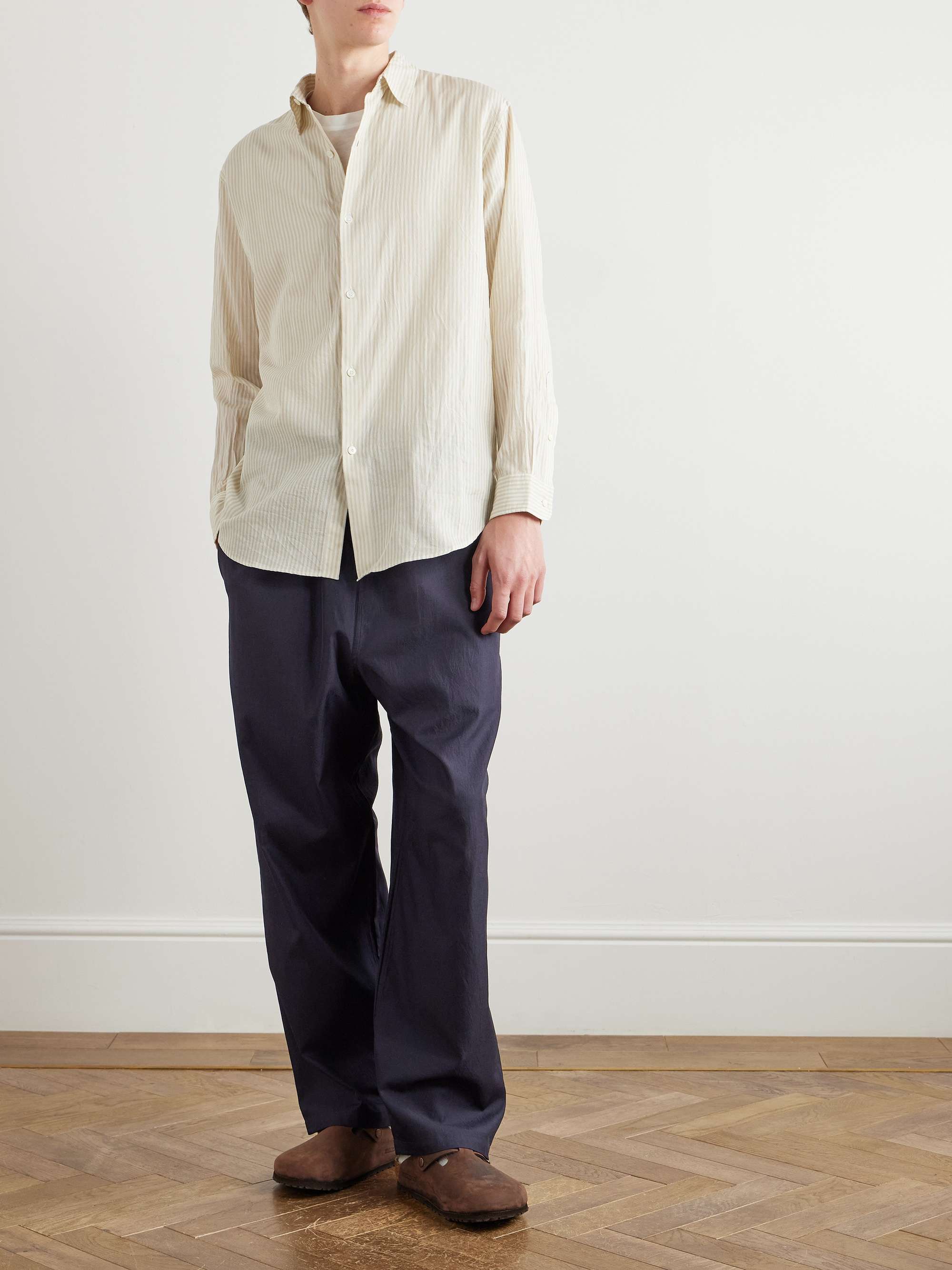 Traveller Easy Cotton and Silk-Blend Drawstring Trousers view