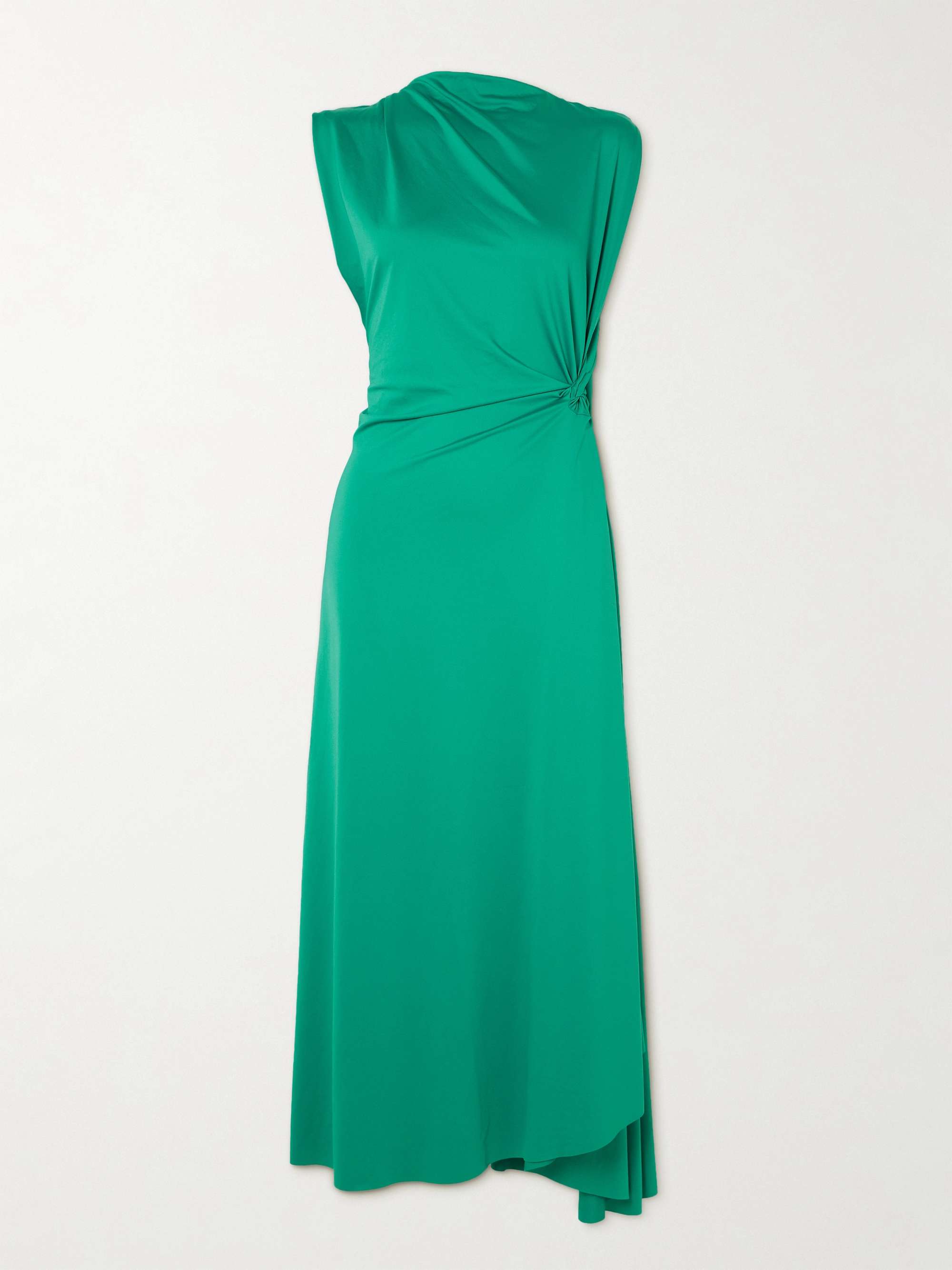 Asymmetric draped stretch-crepe midi dress view