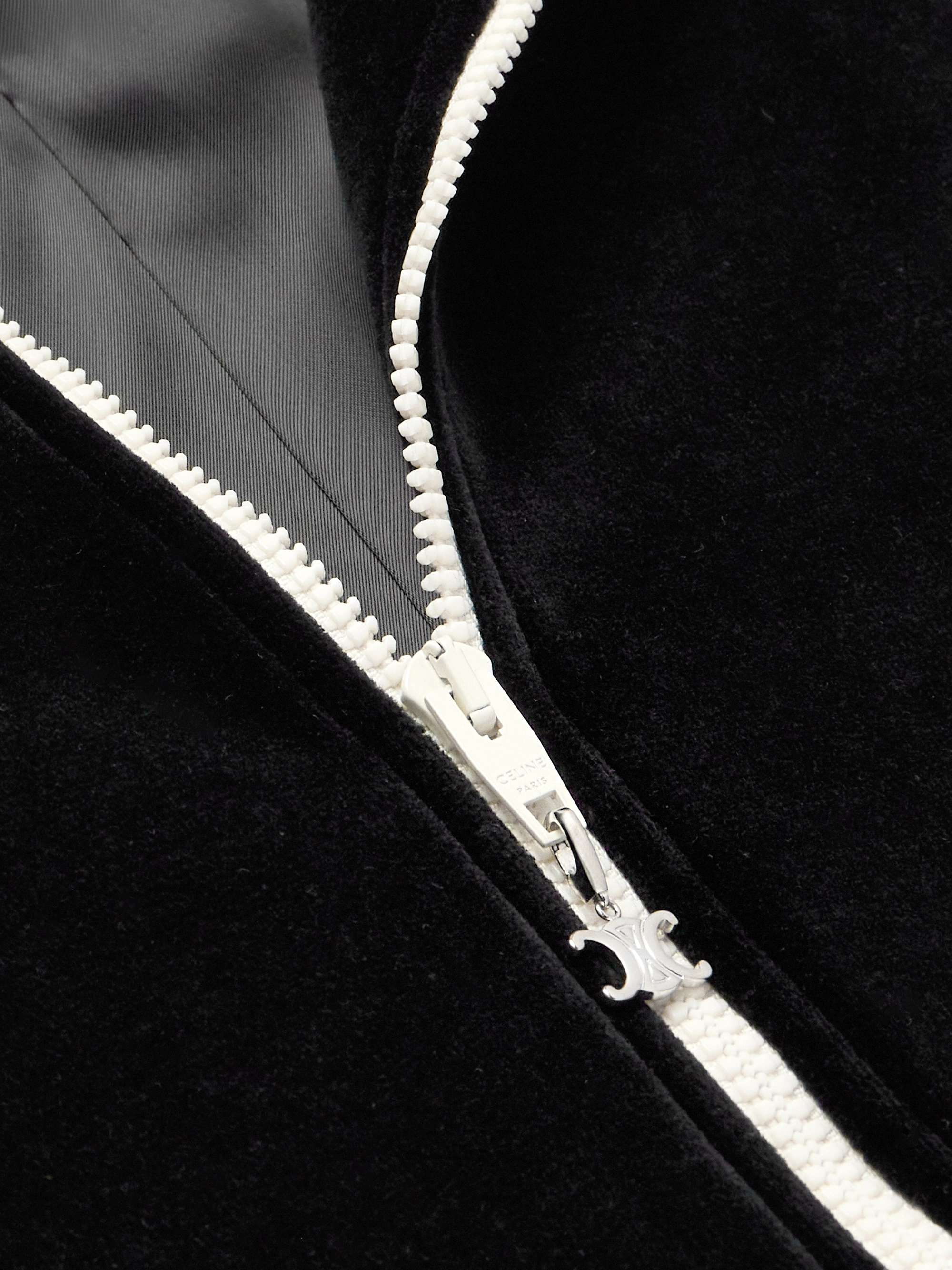 Logo-Embroidered Striped Cotton-Blend Velvet Track Jacket view