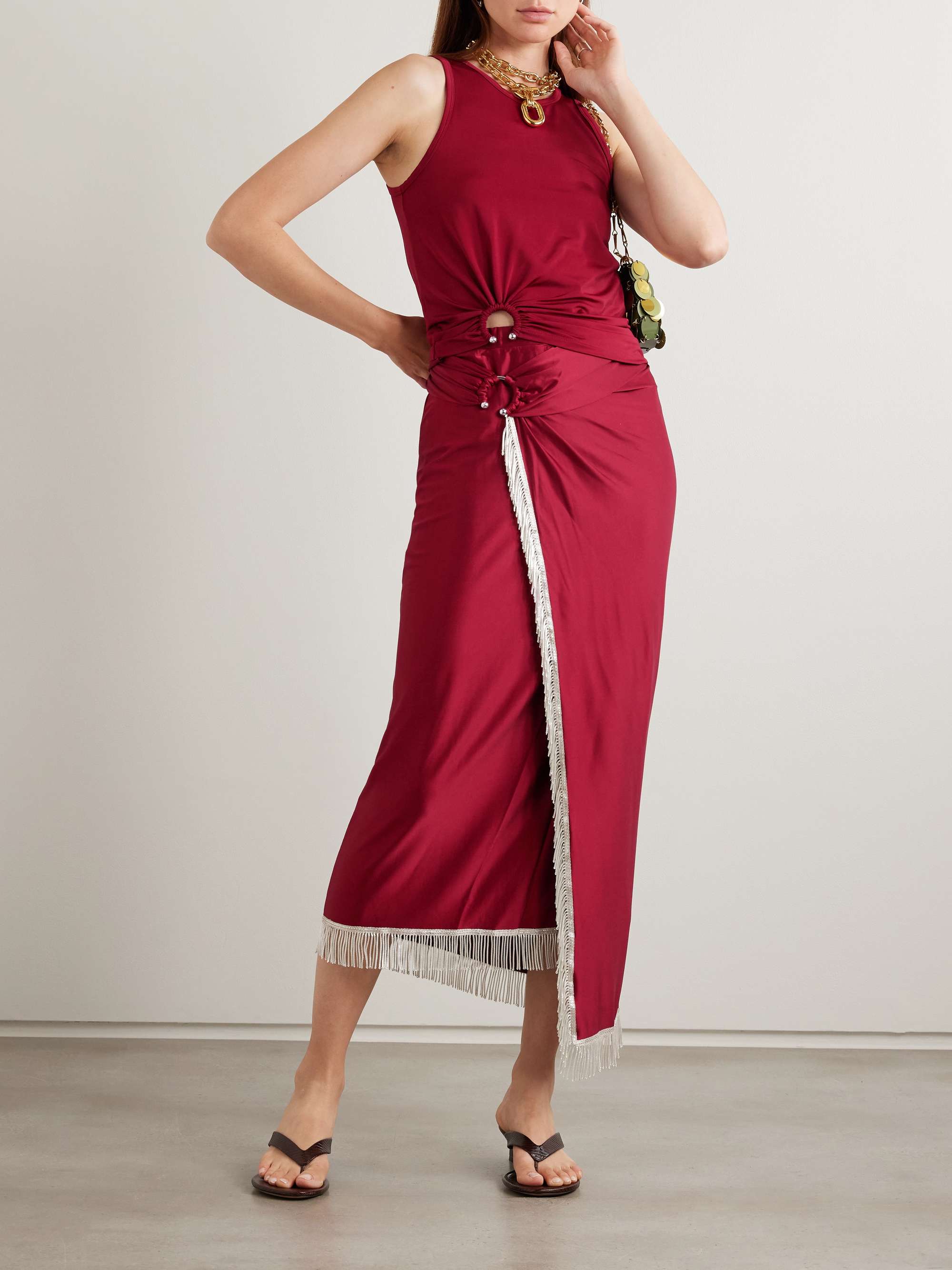 Embellished ribbed stretch-jersey tank view