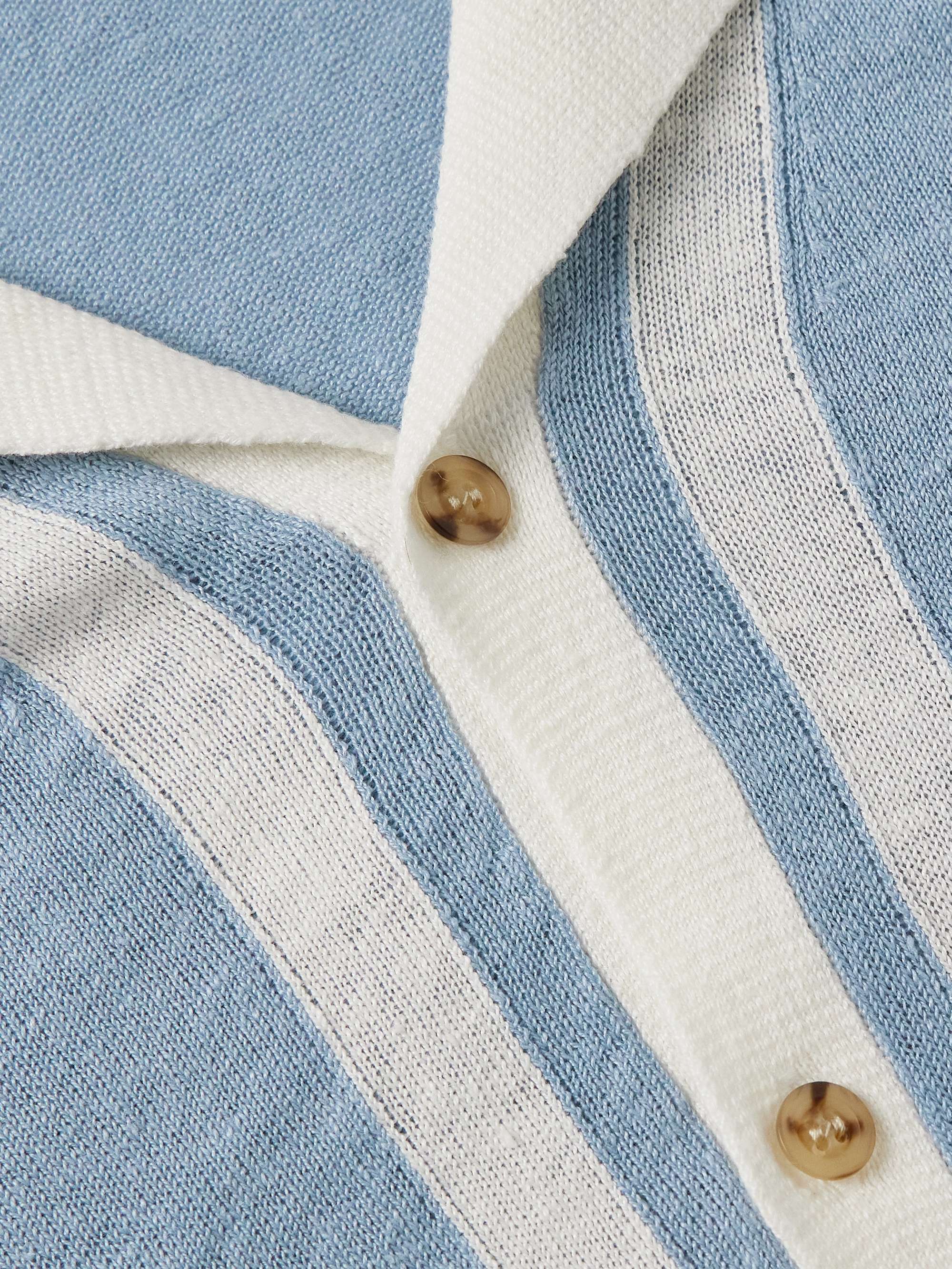 Camp-Collar Two-Tone Linen Shirt view