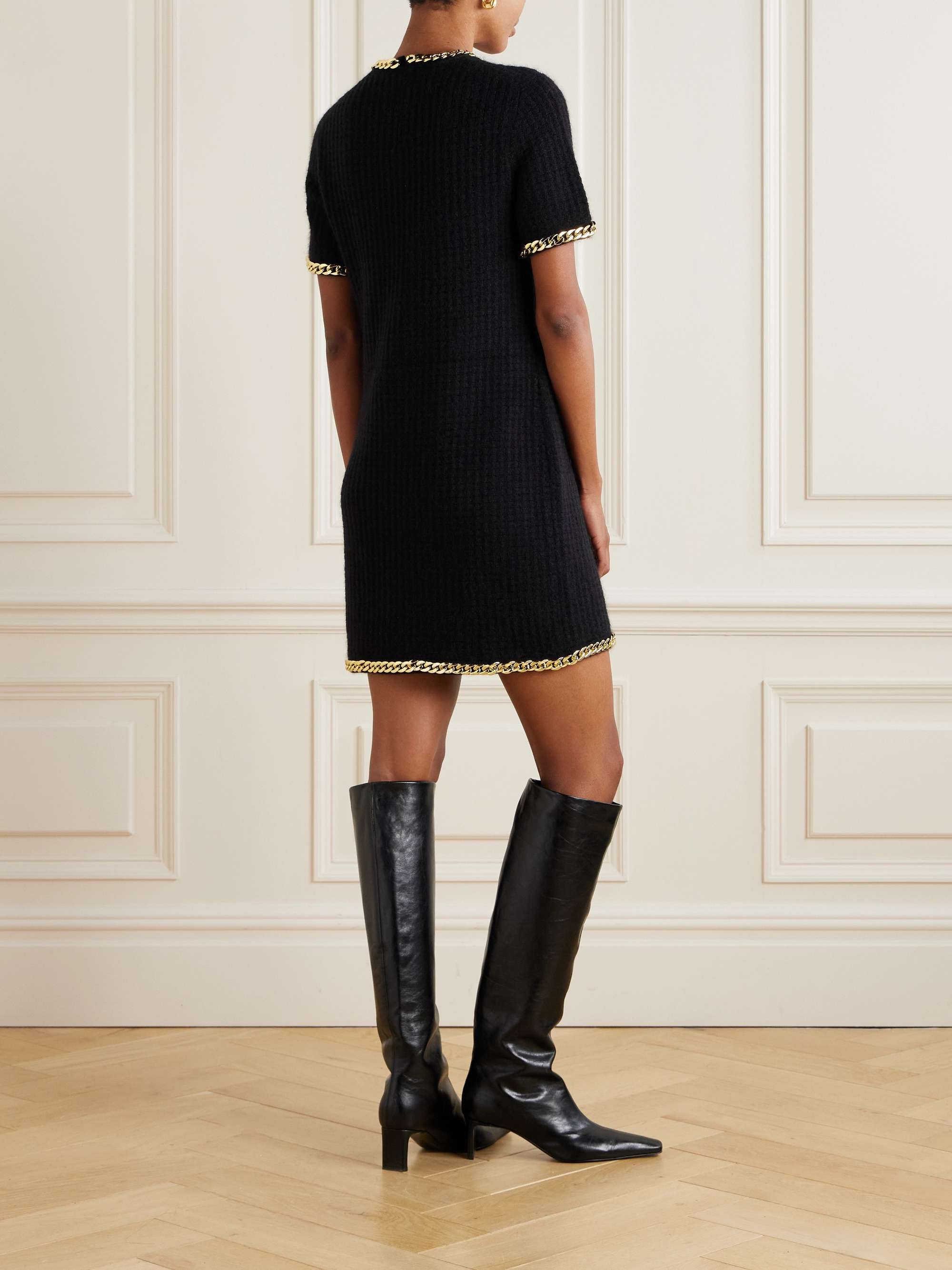 Chain-embellished waffle-knit mini dress view